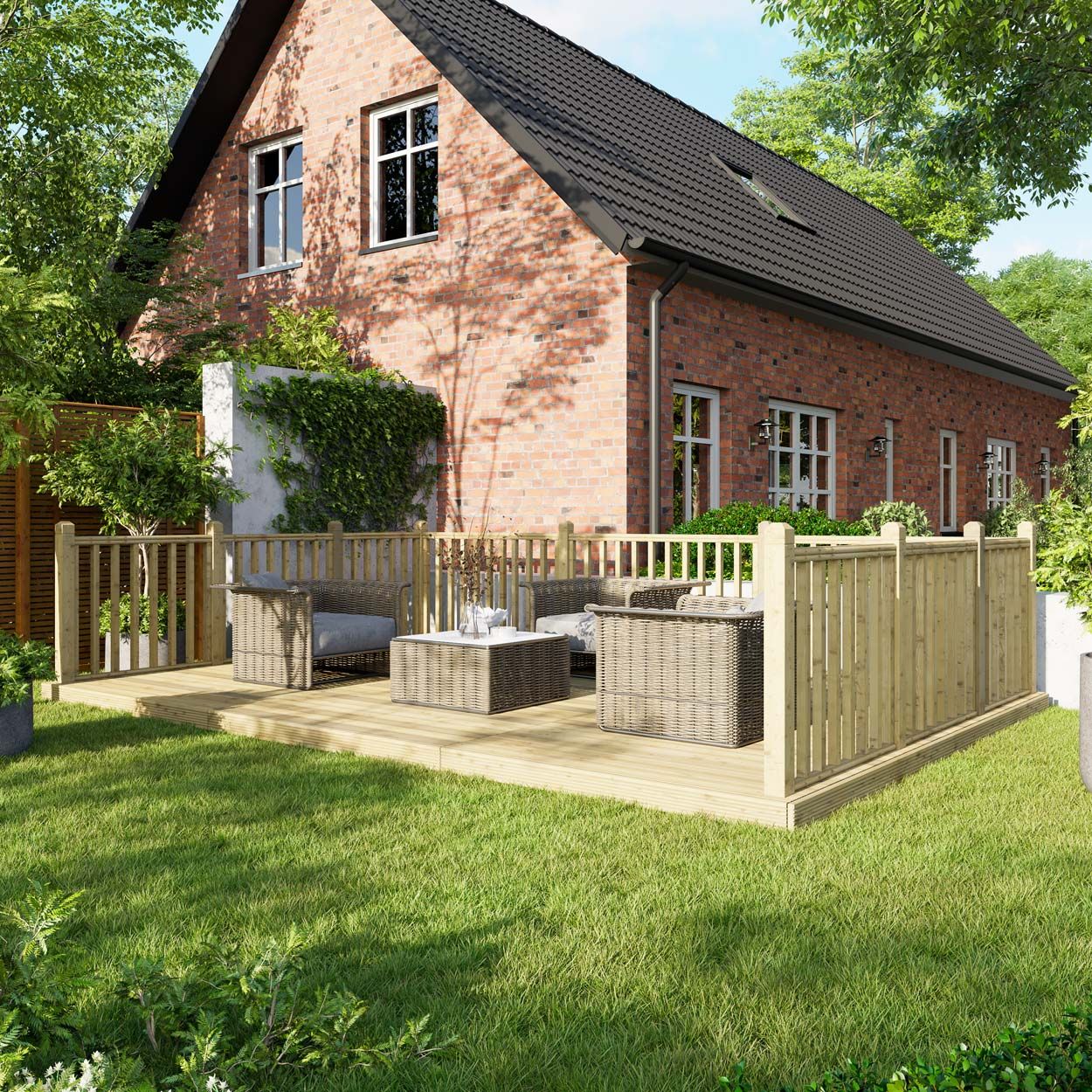 Powersheds Deck - 12ft x 18ft - Handrails on Three Sides