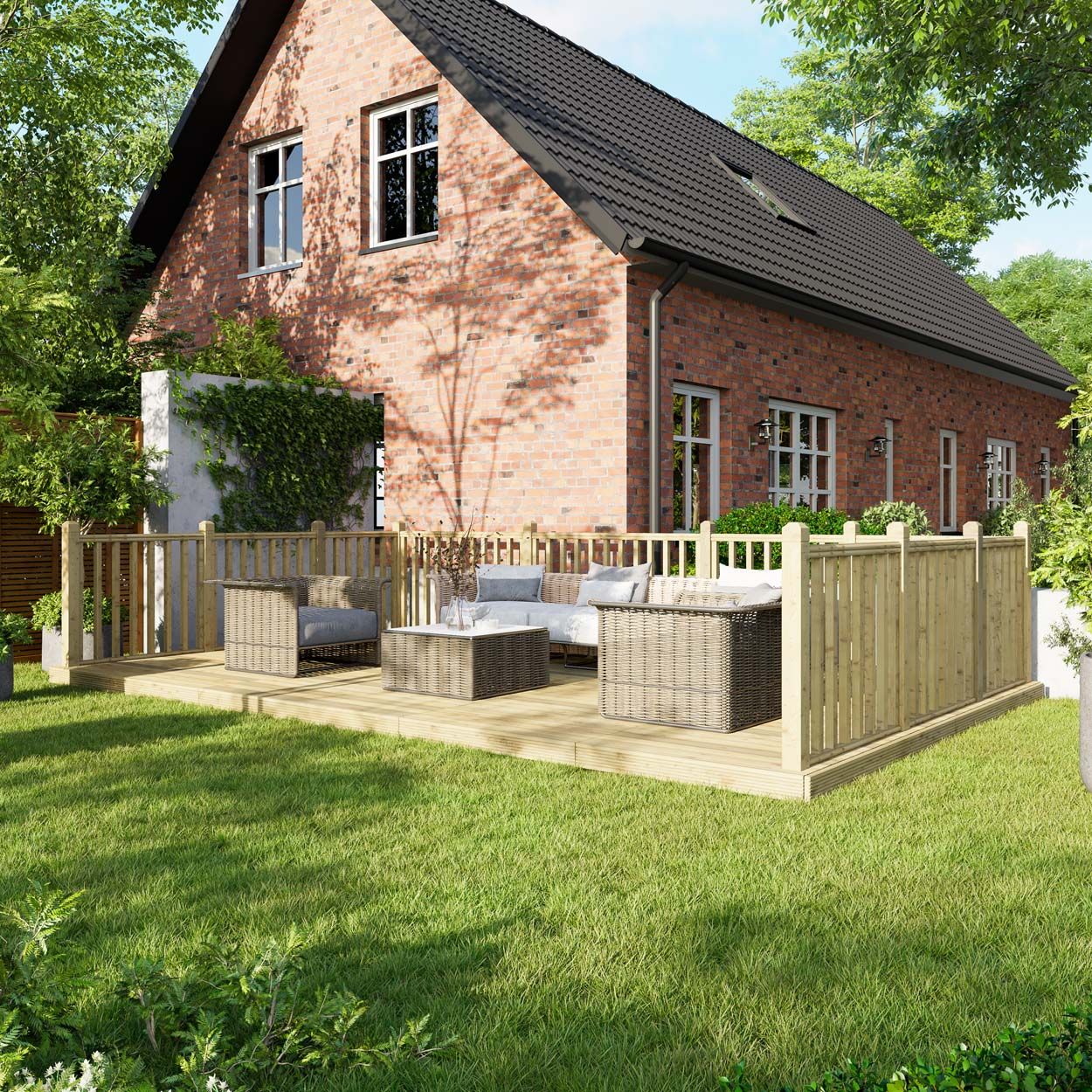 Powersheds Deck - 12ft x 20ft - Handrails on Three Sides
