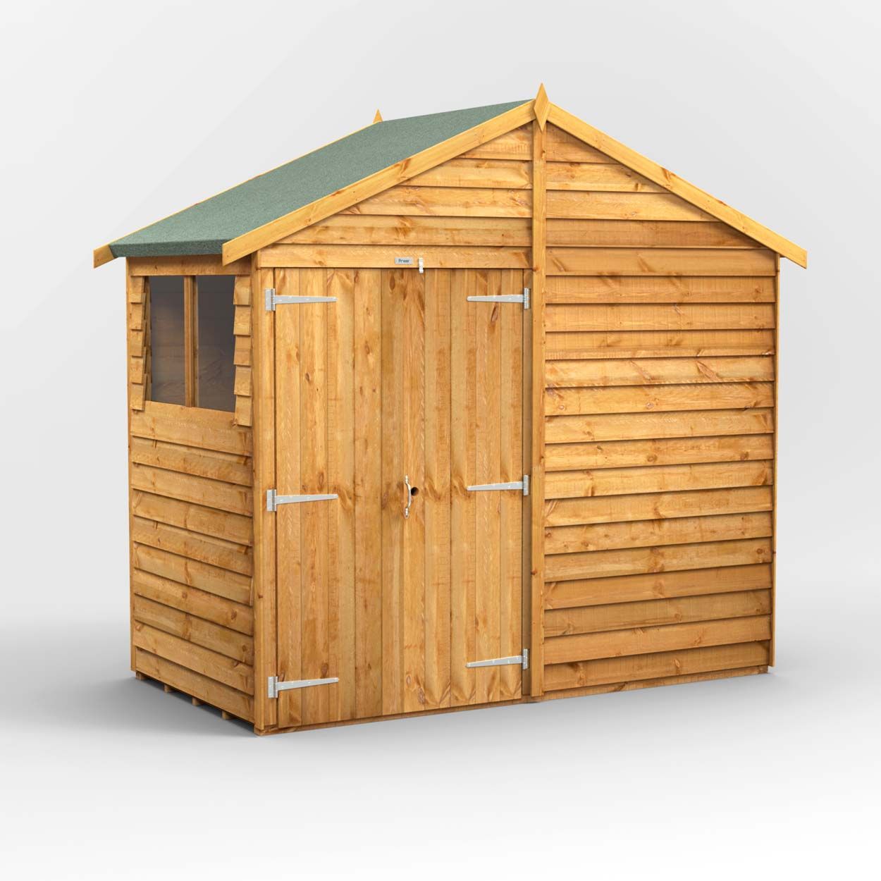 Powersheds Overlap Apex Garden Shed - 4ft x 8ft - Double Doors