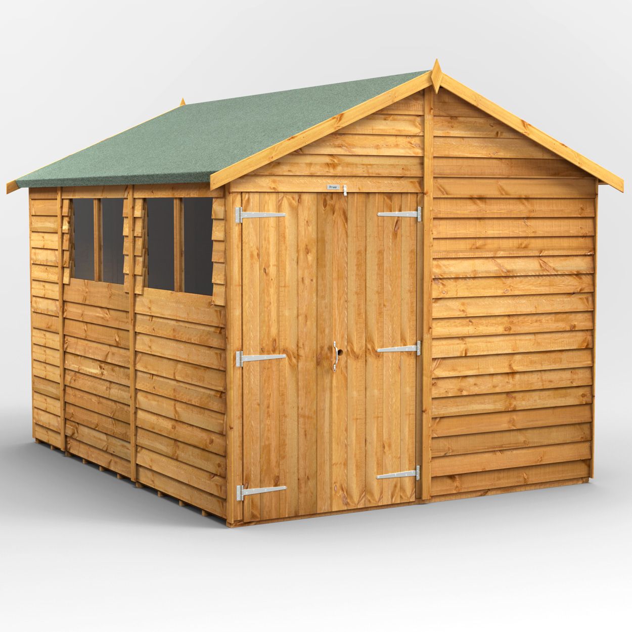 Powersheds Overlap Apex Garden Shed - 10ft x 8ft - Double Doors