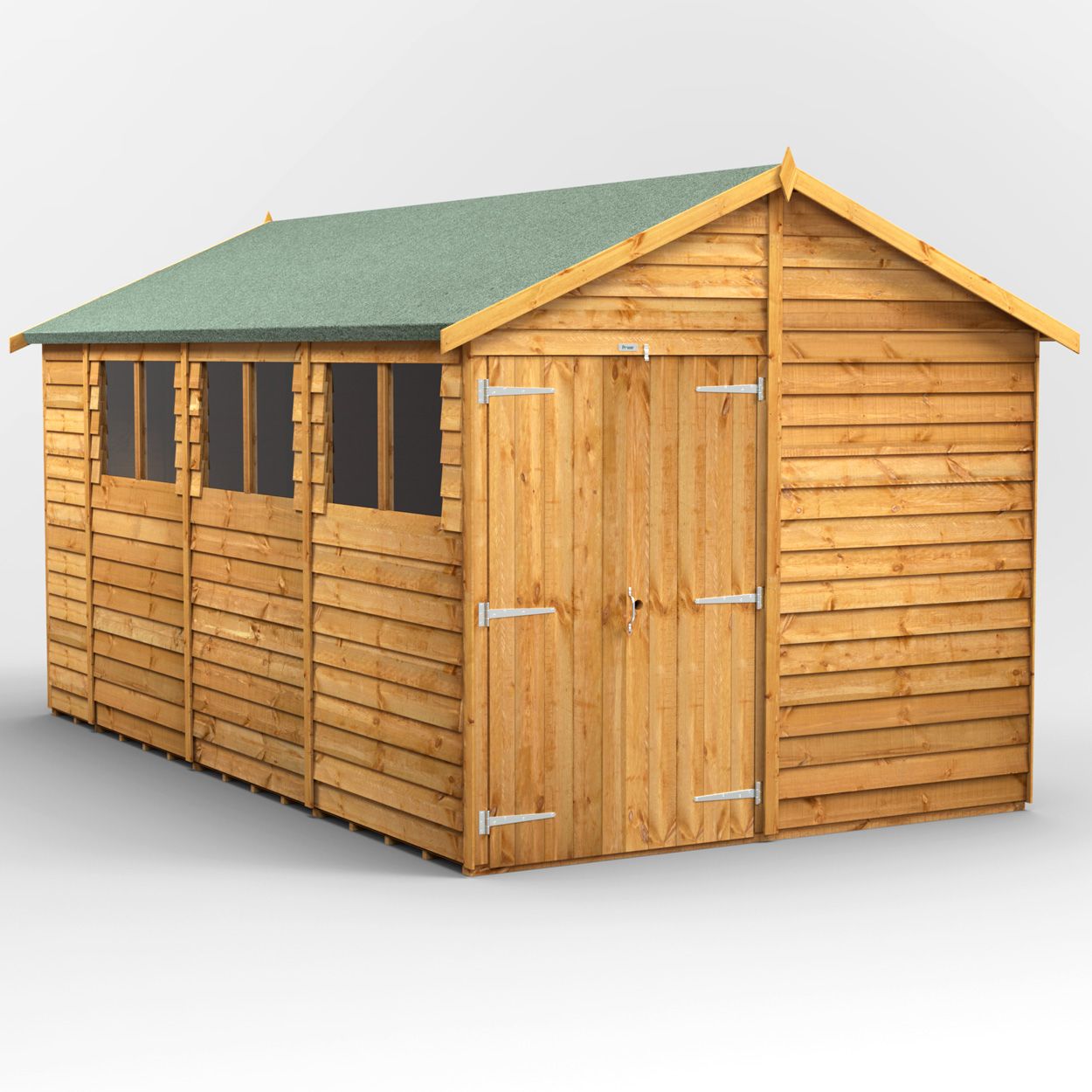 Powersheds Overlap Apex Garden Shed - 14ft x 8ft - Double Doors