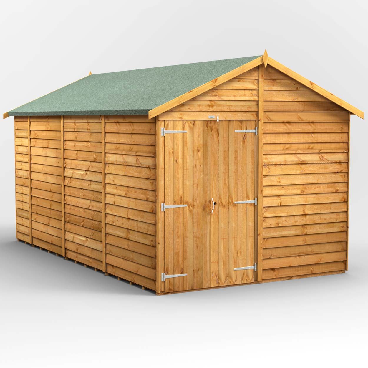 Powersheds Overlap Apex Garden Shed - 14ft x 8ft - Windowless, Double Doors