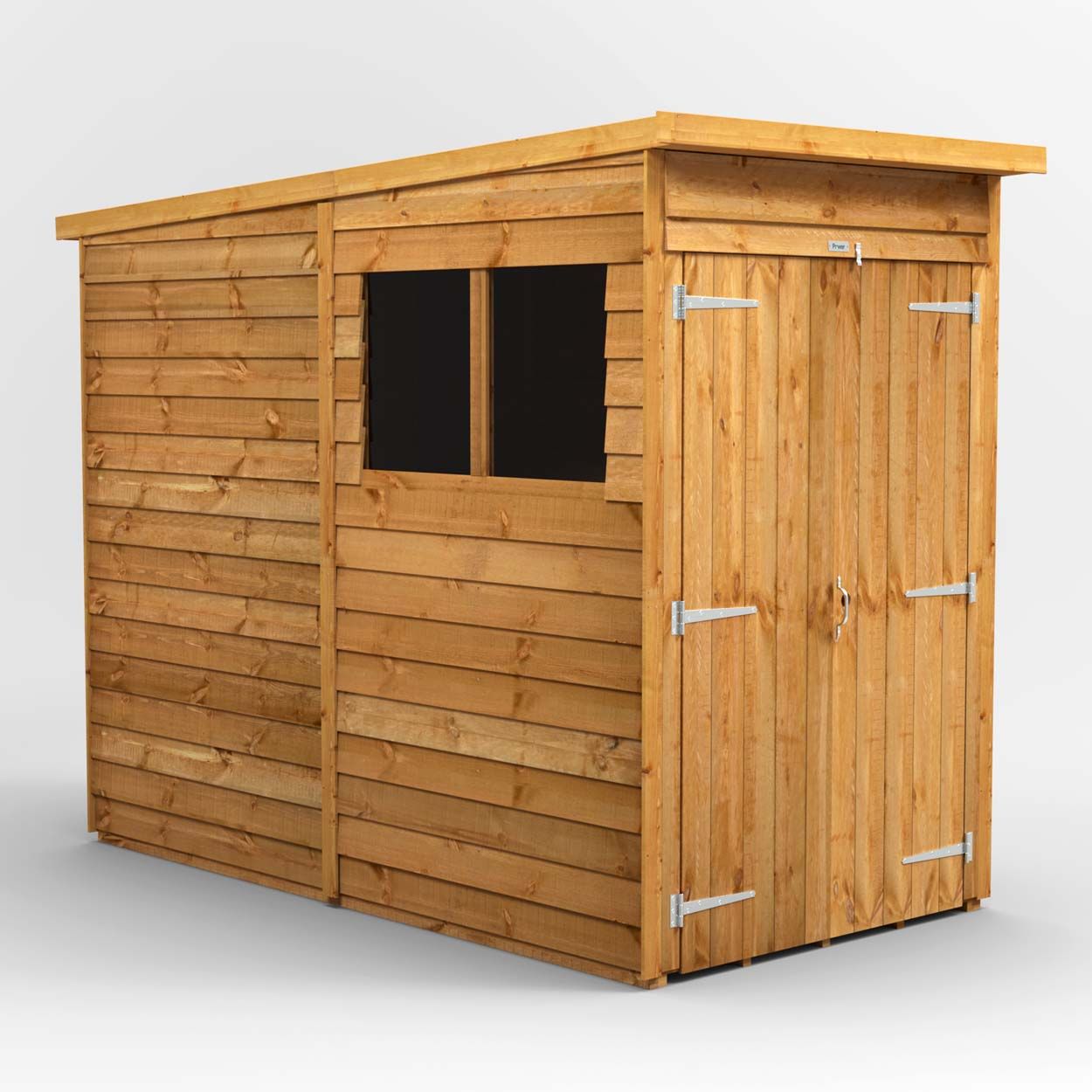 Powersheds Overlap Pent Garden Shed - 4ft x 8ft - Double Doors