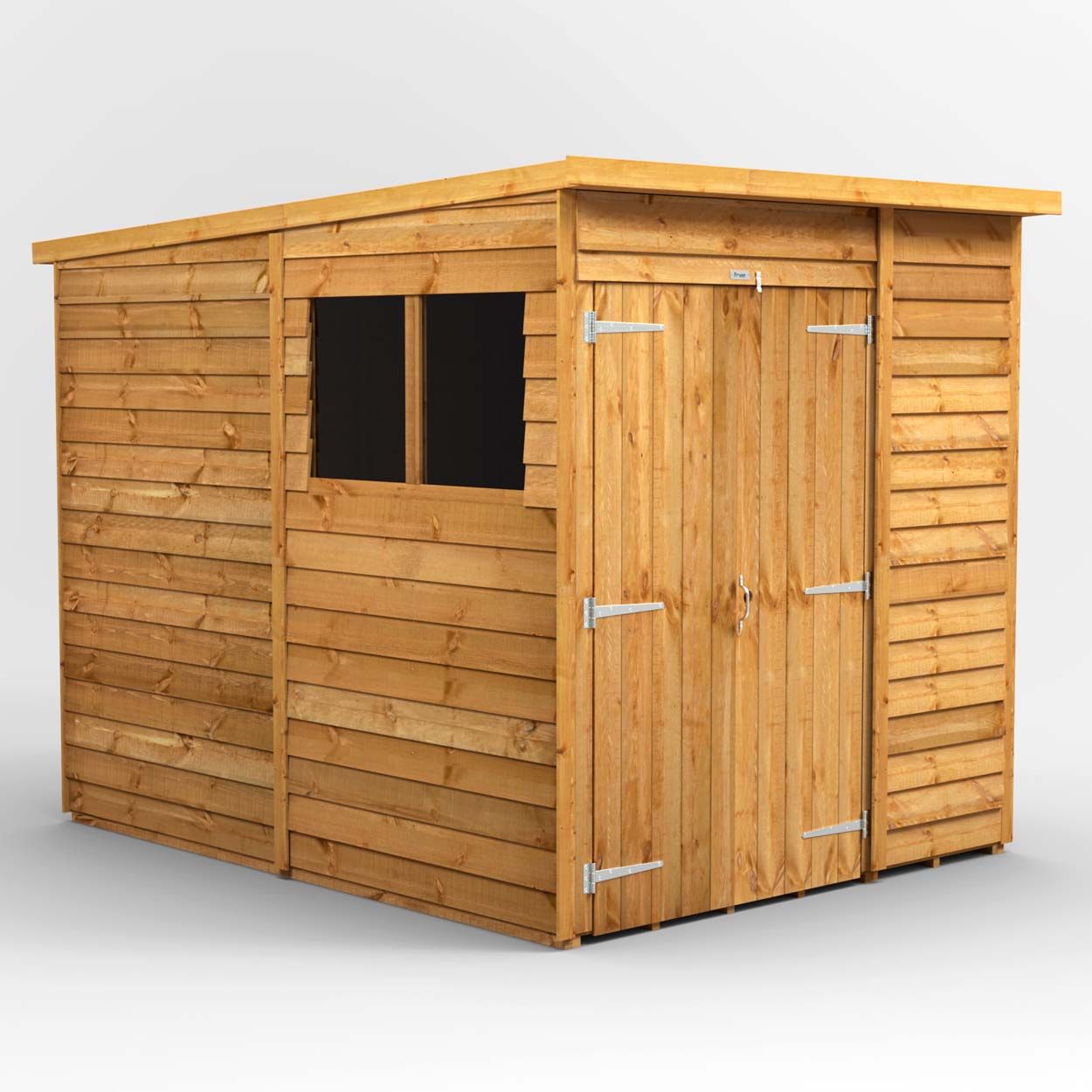 Powersheds Overlap Pent Garden Shed - 6ft x 8ft - Double Doors