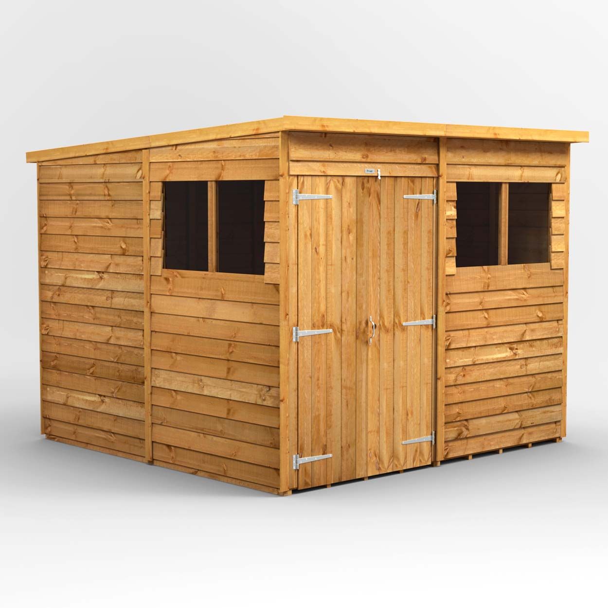 Powersheds Overlap Pent Garden Shed - 8ft x 8ft - Double Doors
