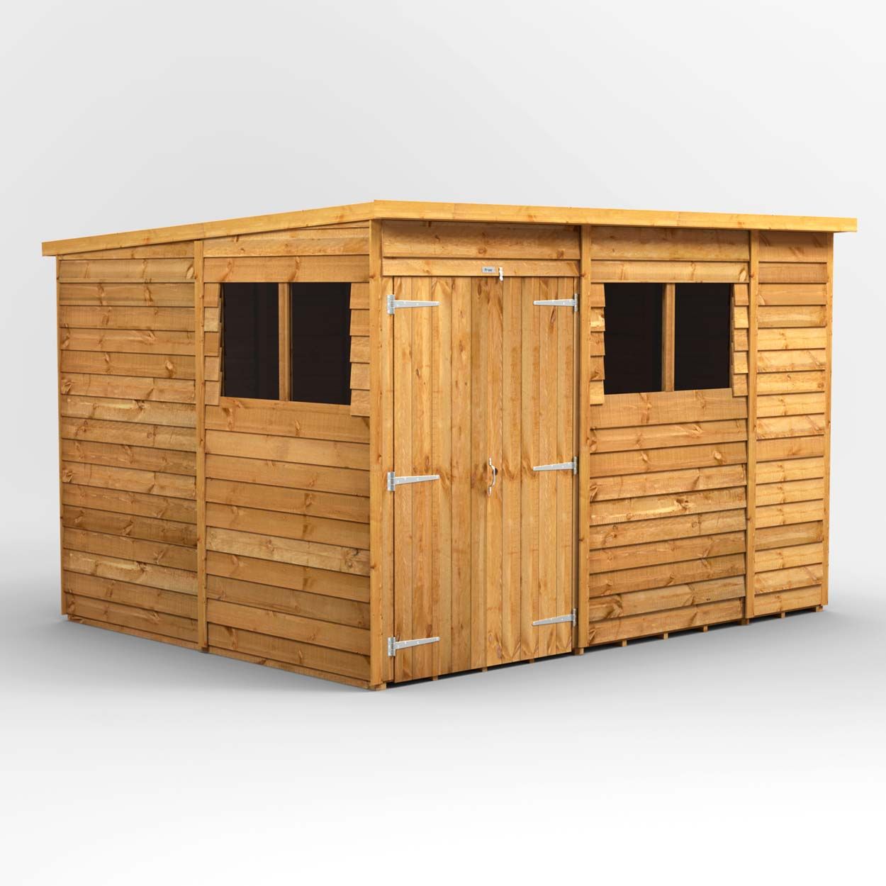 Powersheds Overlap Pent Garden Shed - 10ft x 8ft - Double Doors