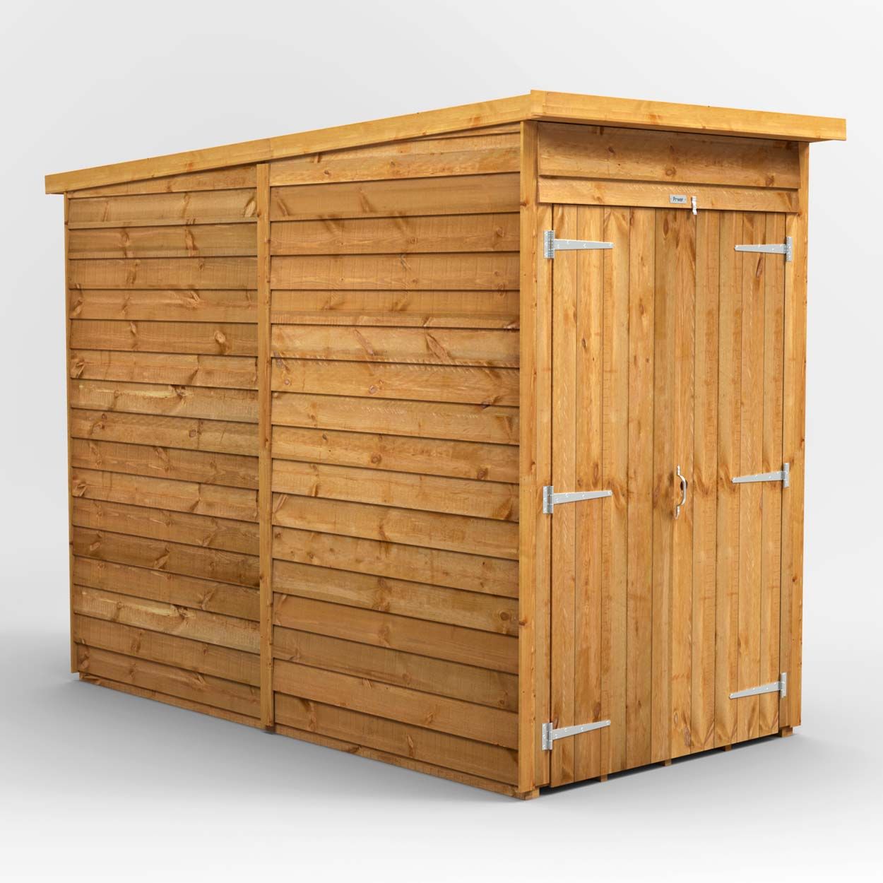 Powersheds Overlap Pent Garden Shed - 4ft x 8ft - Windowless, Double Doors