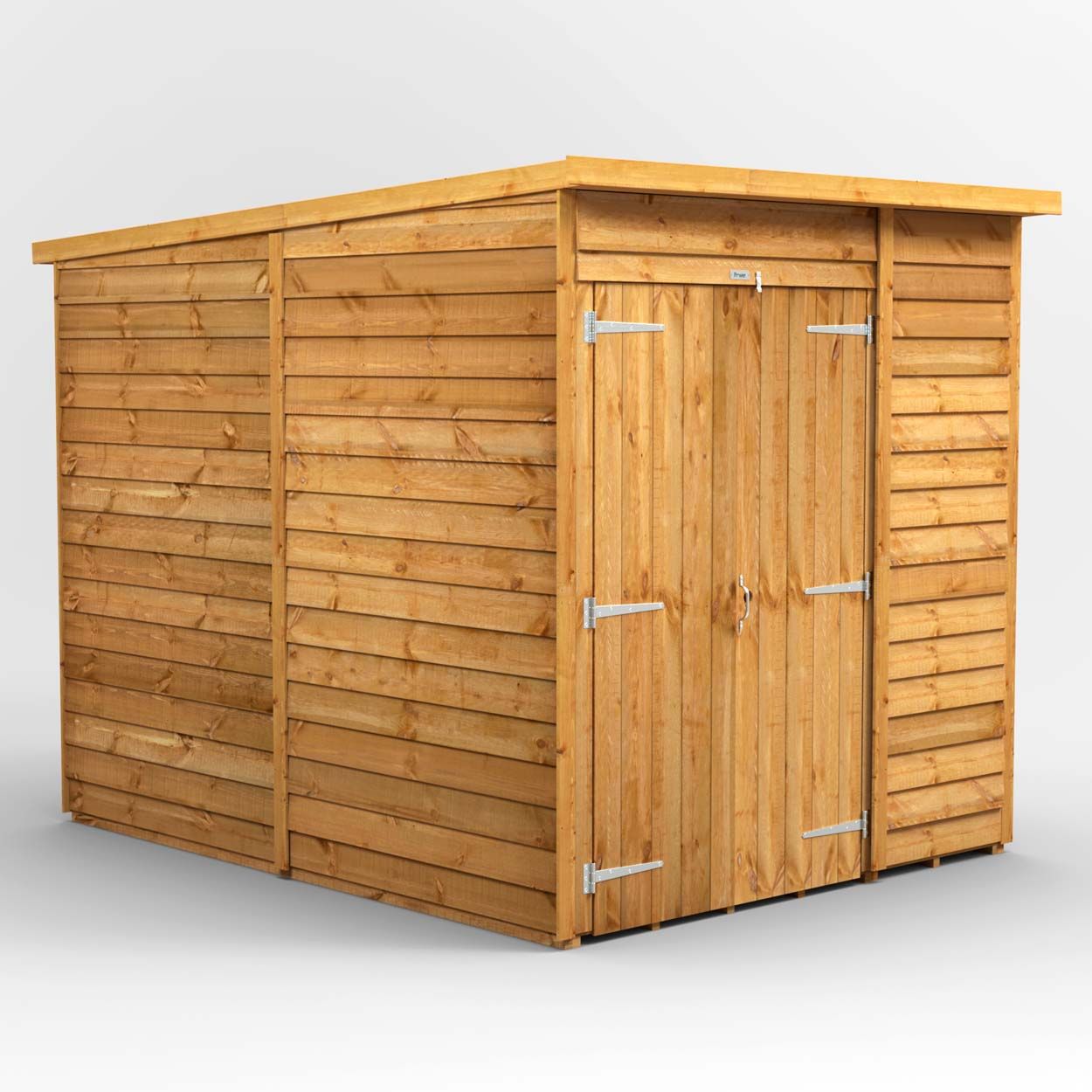 Powersheds Overlap Pent Garden Shed - 6ft x 8ft - Windowless, Double Doors