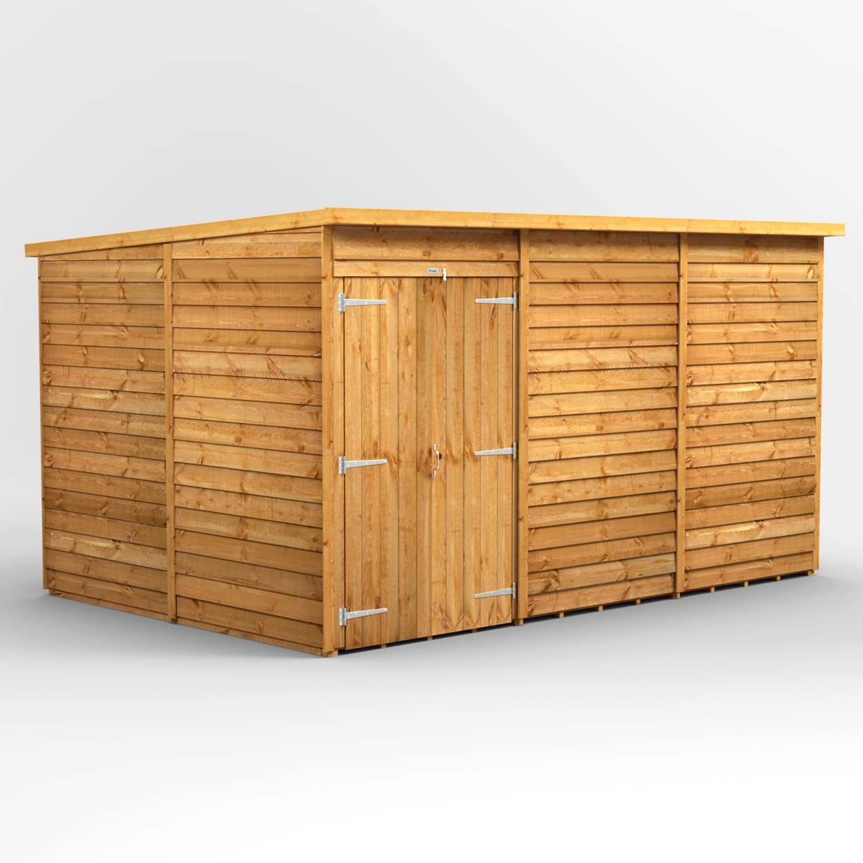 Powersheds Overlap Pent Garden Shed - 12ft x 8ft - Windowless, Double Doors