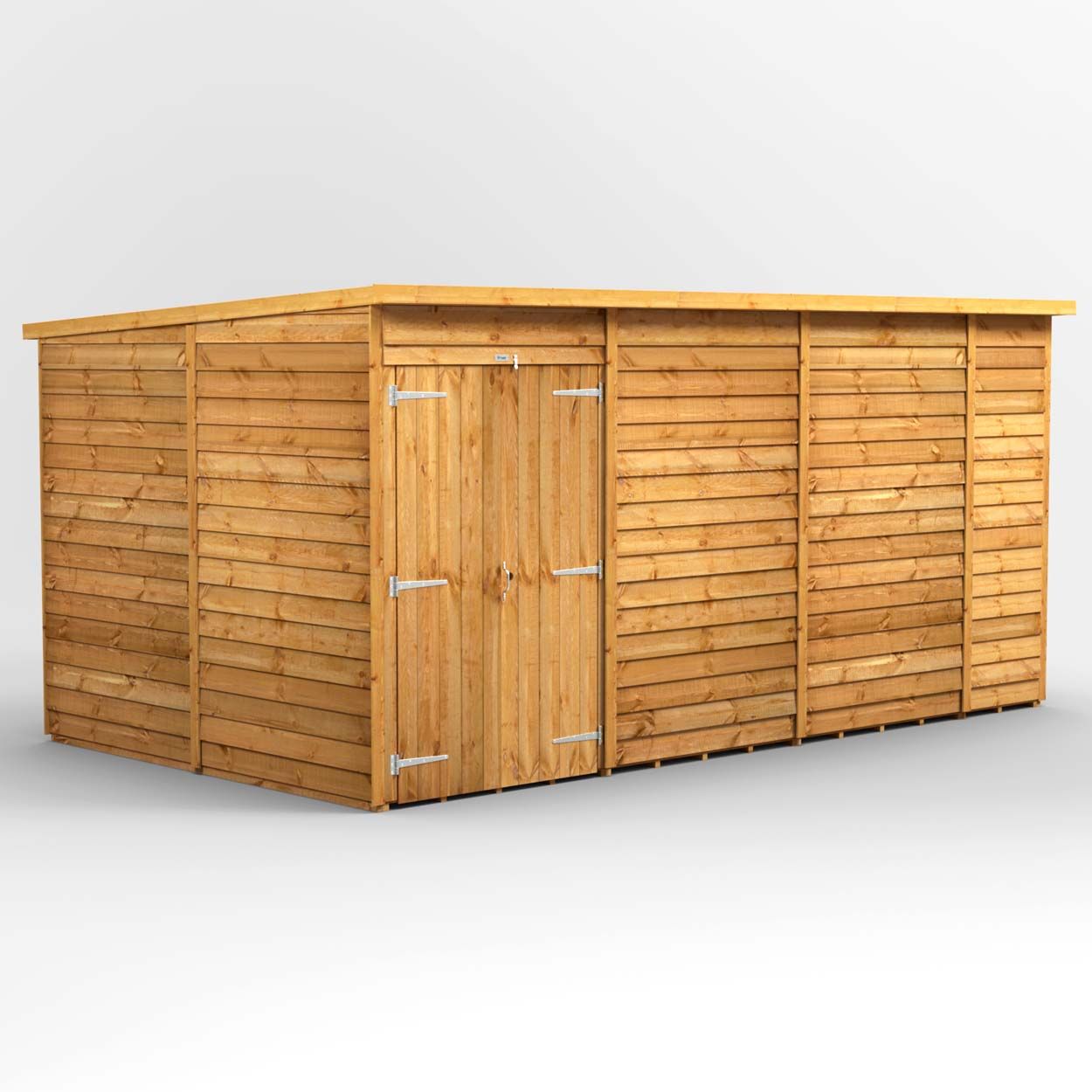 Powersheds Overlap Pent Garden Shed - 14ft x 8ft - Windowless, Double Doors