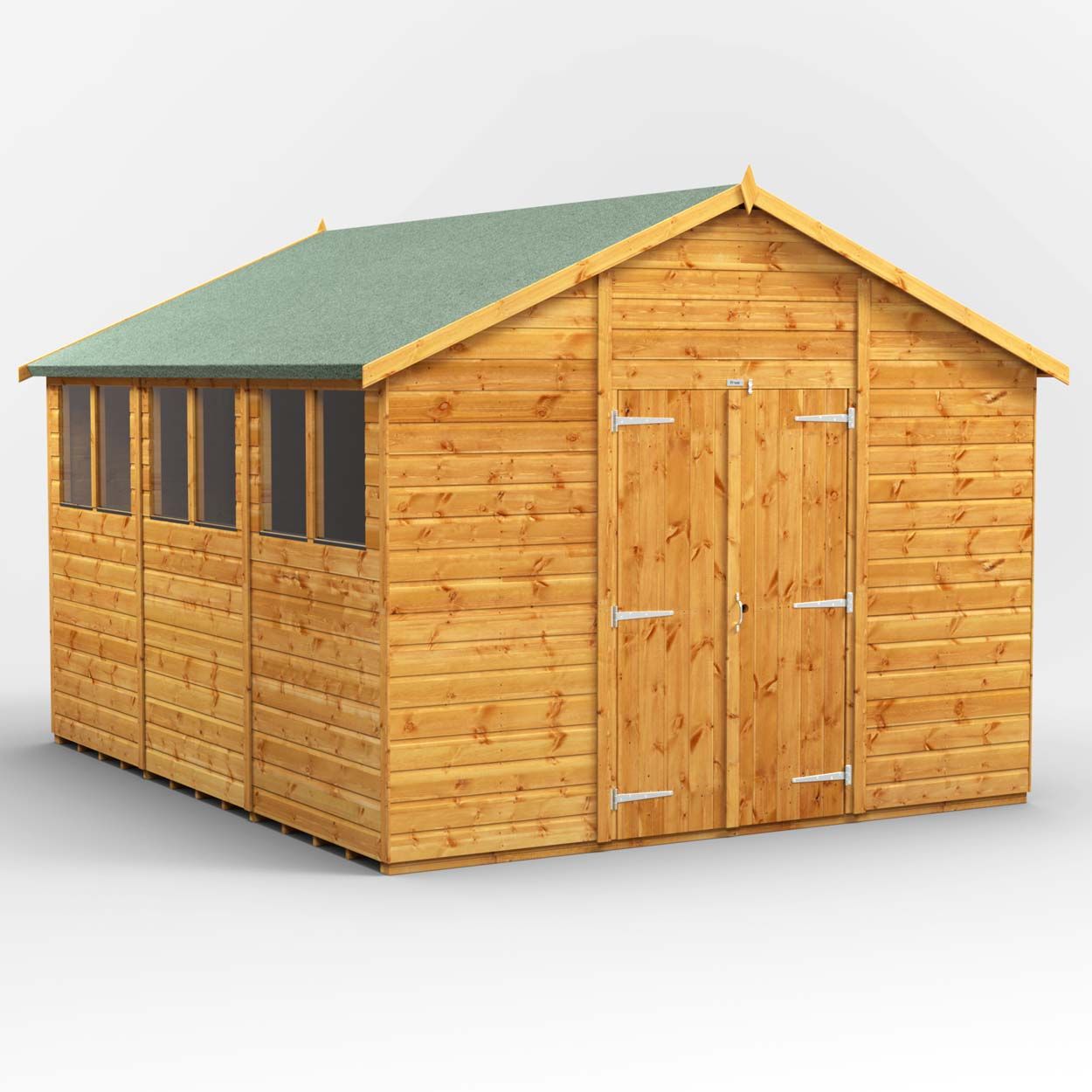 Powersheds Apex Garden Shed - 12ft x 10ft - Double Doors
