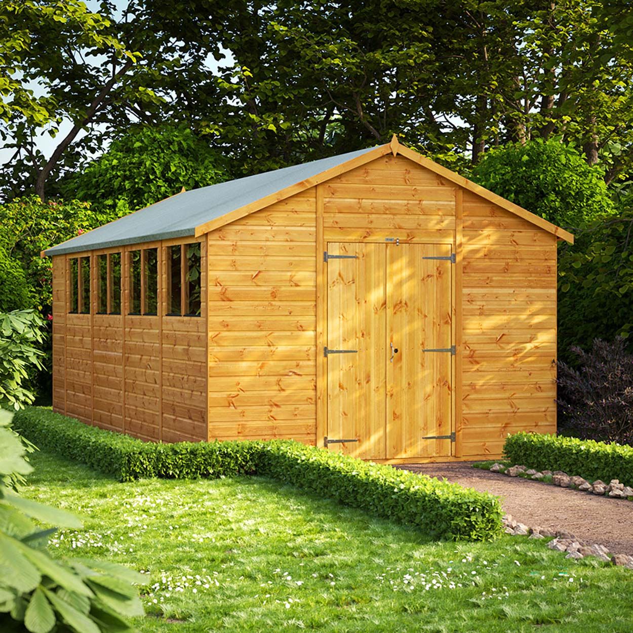 Powersheds Apex Garden Shed - 18ft x 10ft - Double Doors