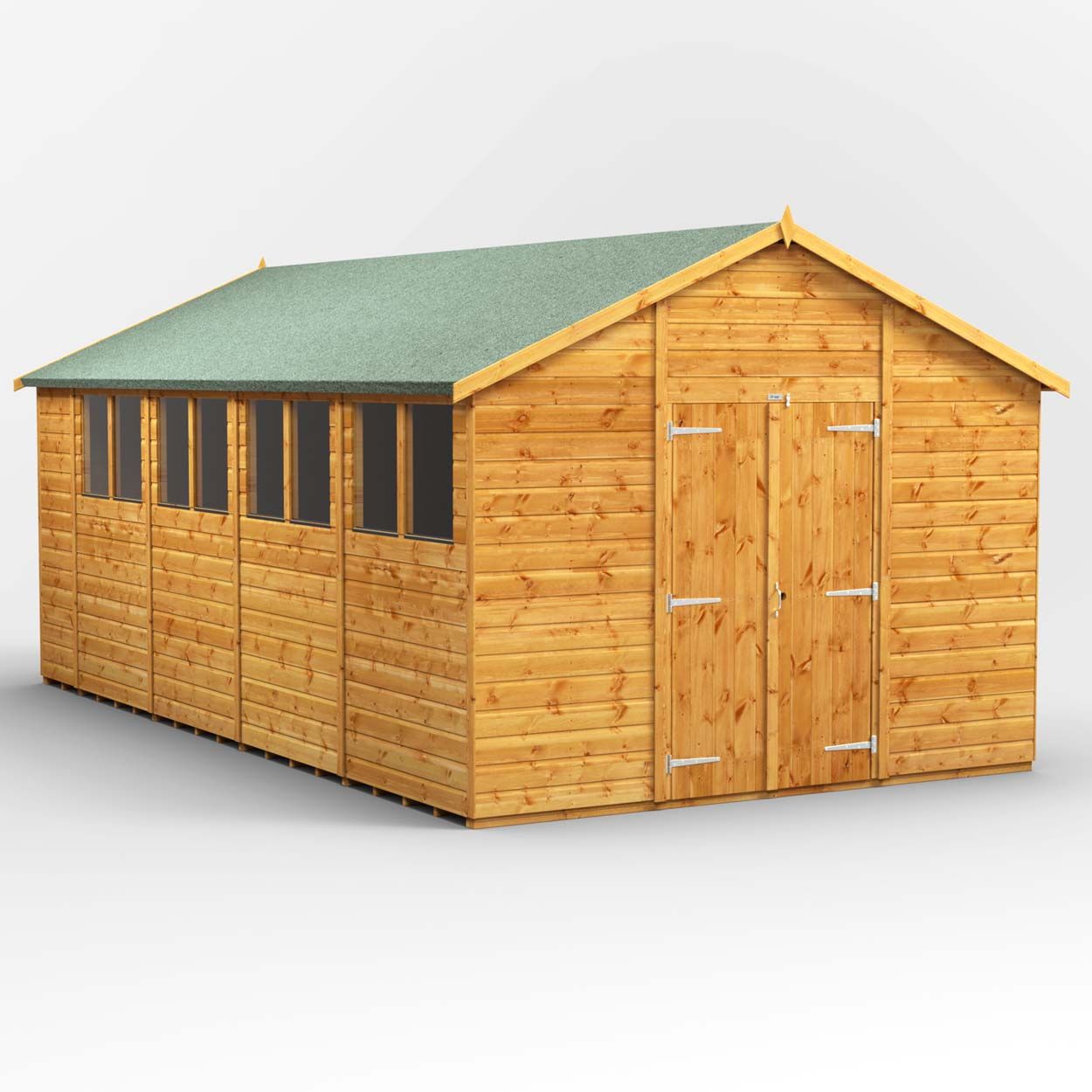 Powersheds Apex Garden Shed - 18ft x 10ft - Double Doors