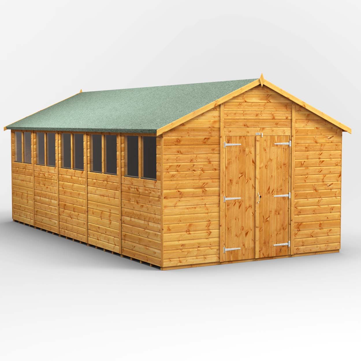 Powersheds Apex Garden Shed - 20ft x 10ft - Double Doors