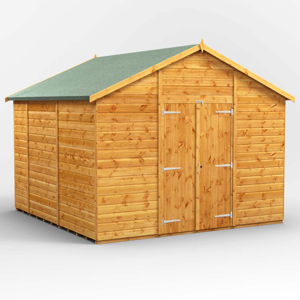 Powersheds Apex Garden Shed - 10ft x 10ft - Windowless, Double Doors