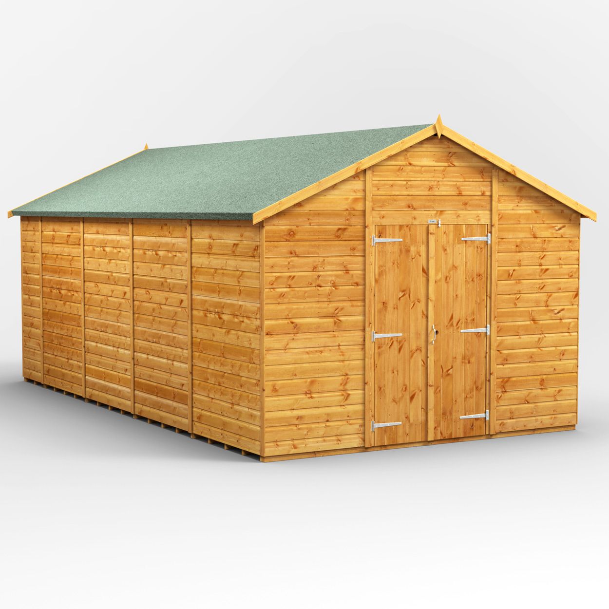 Powersheds Apex Garden Shed - 18ft x 10ft - Windowless, Double Doors