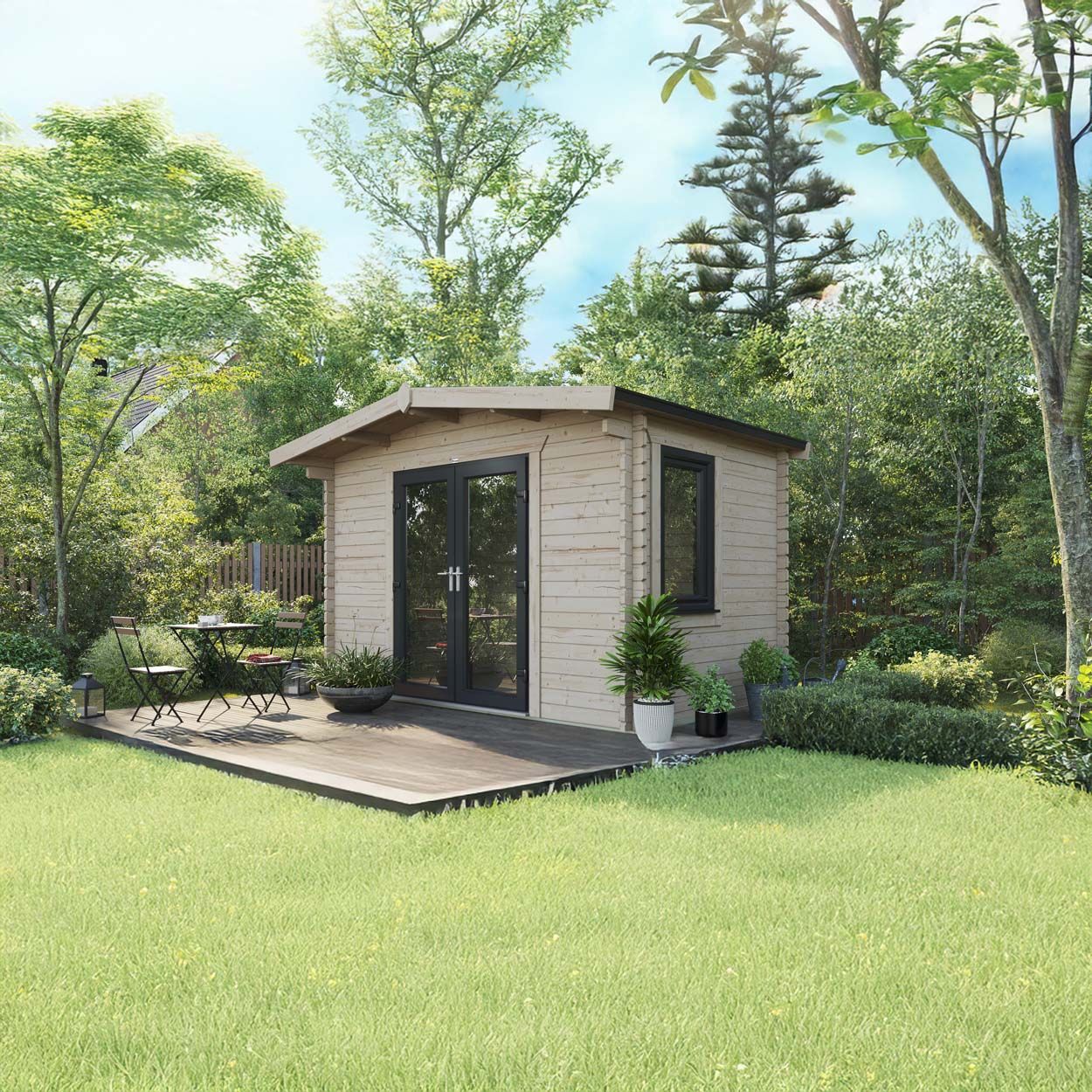 Powersheds Chalet Log Cabin - 8ft x 12ft - Doors Central - 44mm