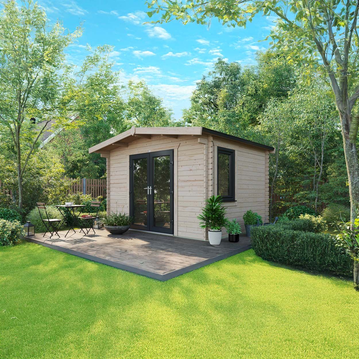 Powersheds Chalet Log Cabin - 10ft x 12ft - Doors Central - 44mm