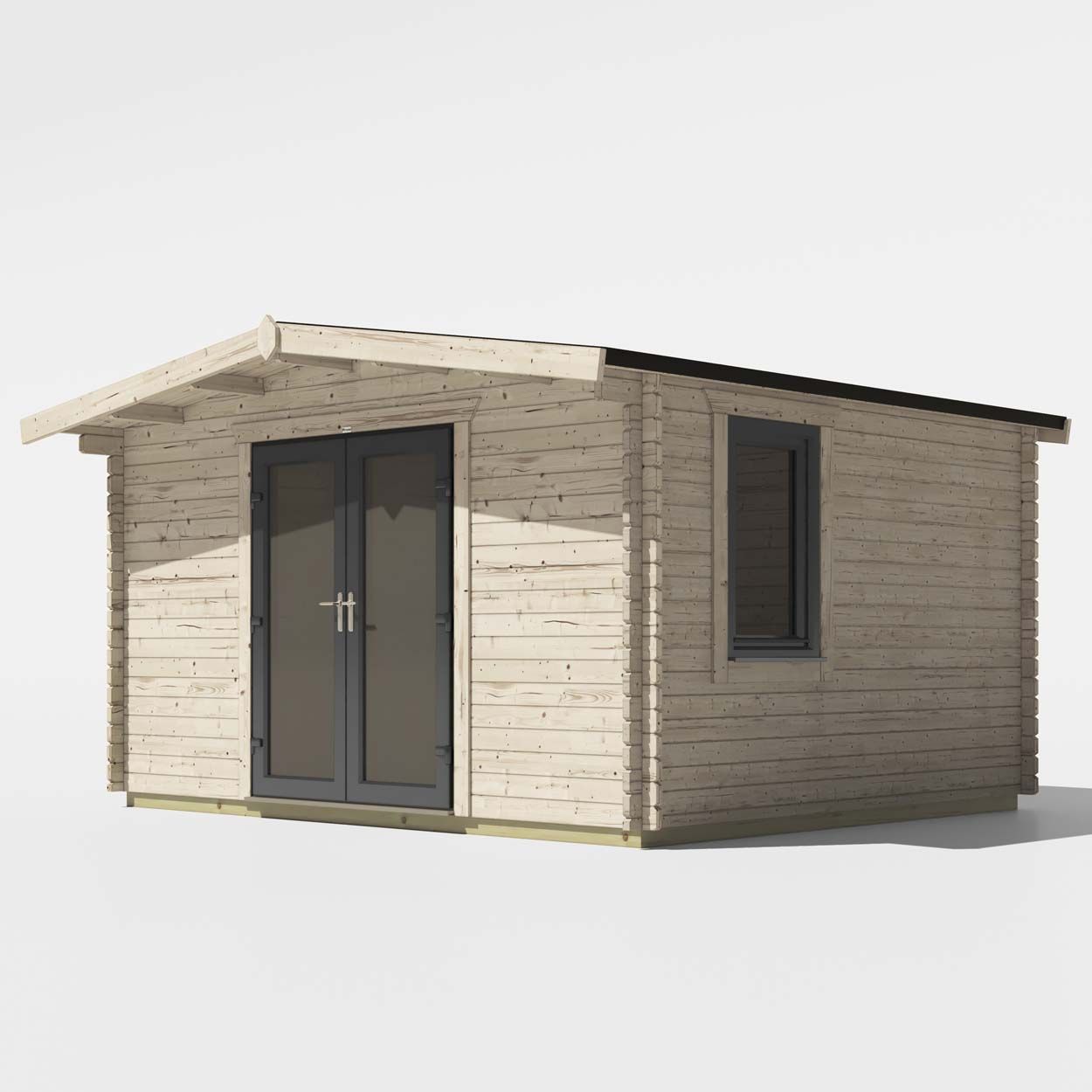Powersheds Chalet Log Cabin - 12ft x 14ft - Doors Central - 44mm