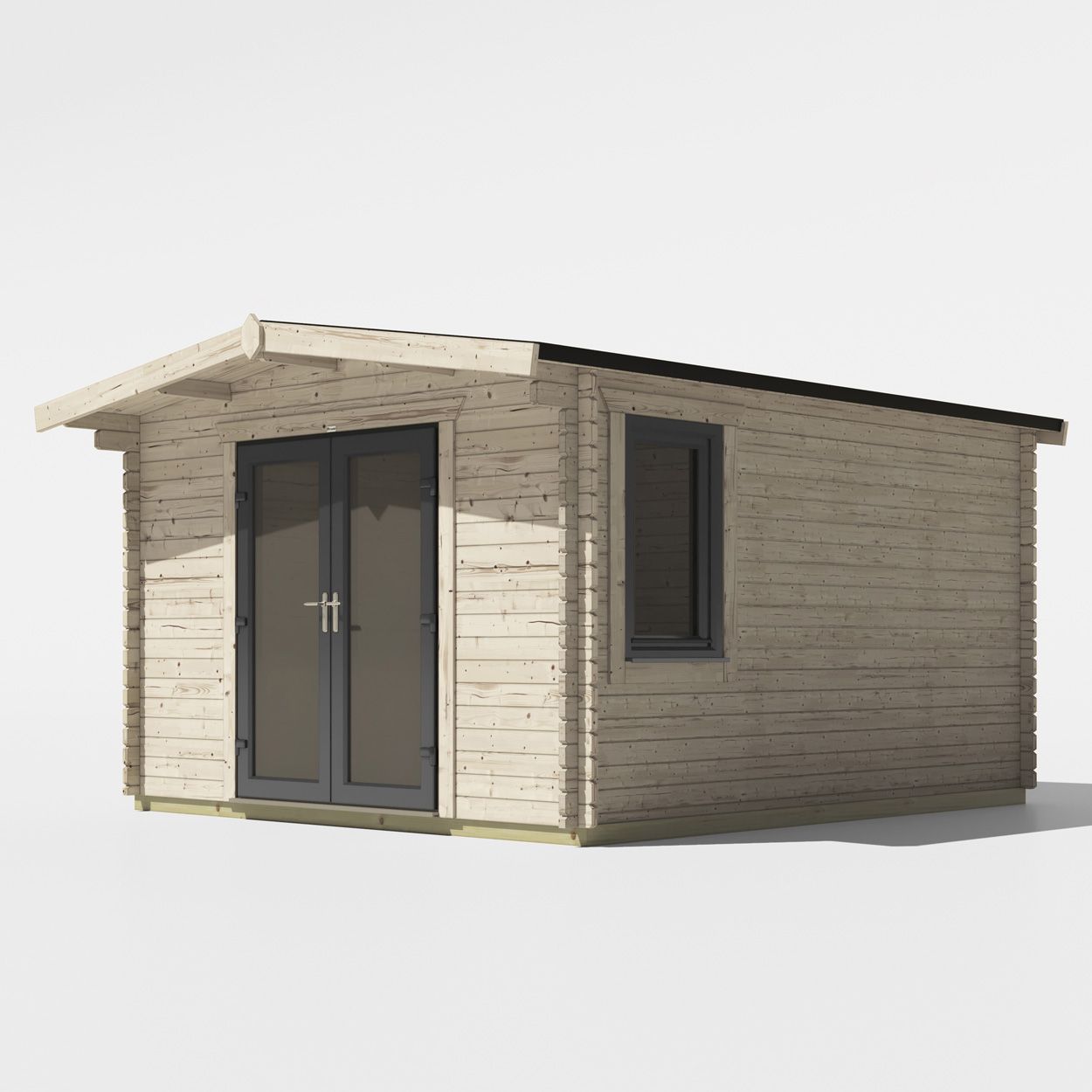 Powersheds Chalet Log Cabin - 14ft x 12ft - Doors Central - 44mm