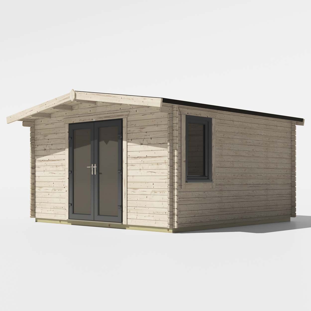 Powersheds Chalet Log Cabin - 14ft x 14ft - Doors Central - 44mm