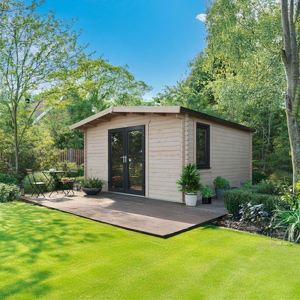Powersheds Chalet Log Cabin - 16ft x 14ft - Doors Central - 44mm