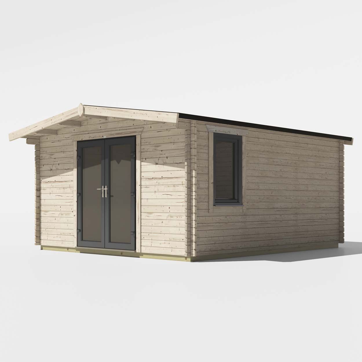 Powersheds Chalet Log Cabin - 16ft x 14ft - Doors Central - 44mm