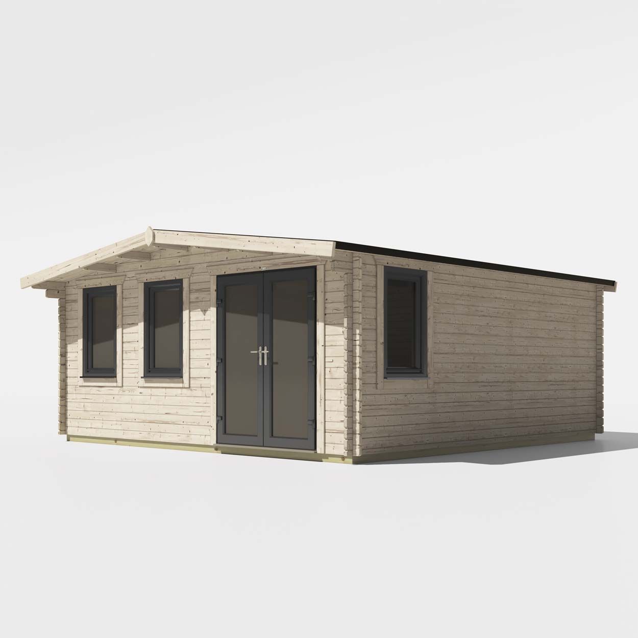 Powersheds Chalet Log Cabin - 18ft x 18ft - Doors to Right - 44mm