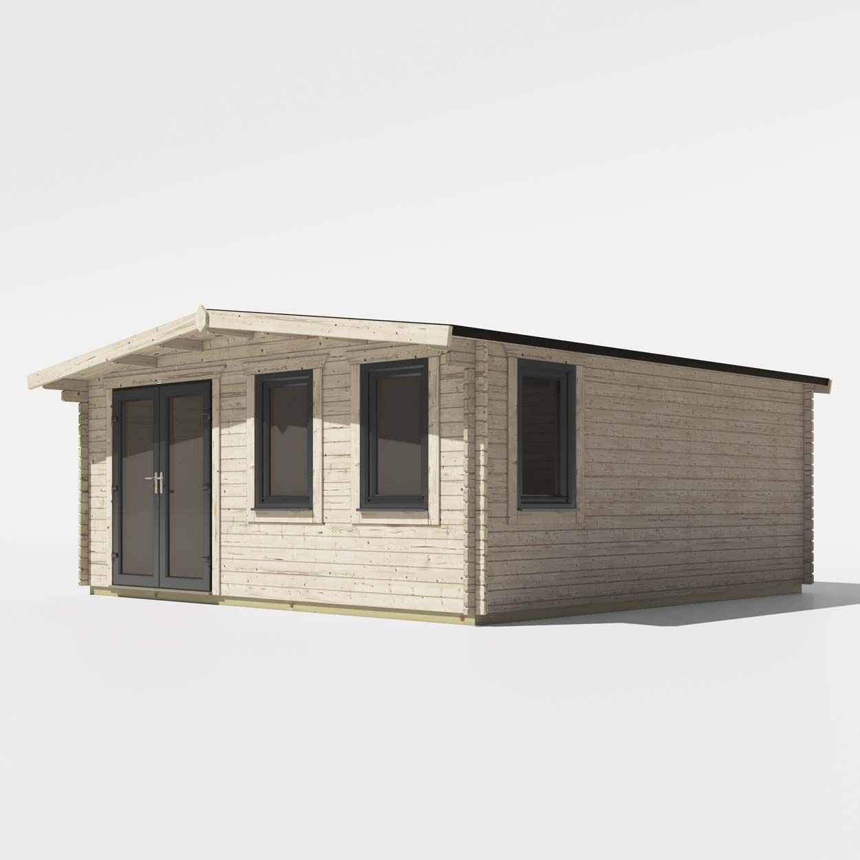Powersheds Chalet Log Cabin - 18ft x 18ft - Doors to Left - 44mm