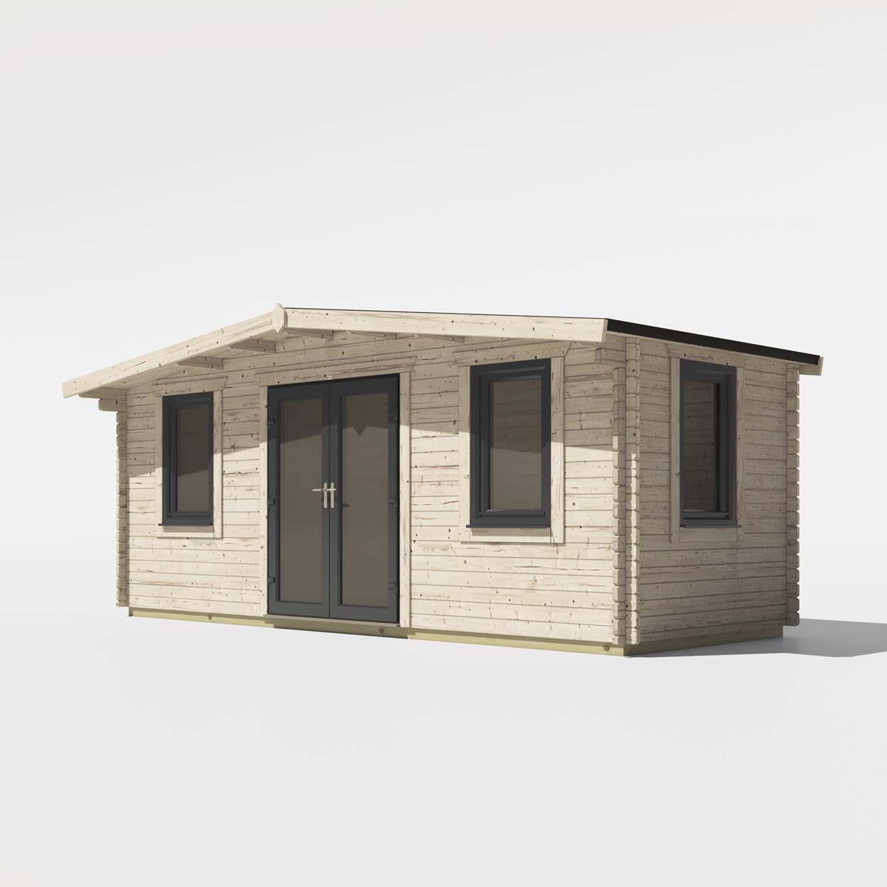 Powersheds Chalet Log Cabin - 8ft x 20ft - Doors Central - 44mm