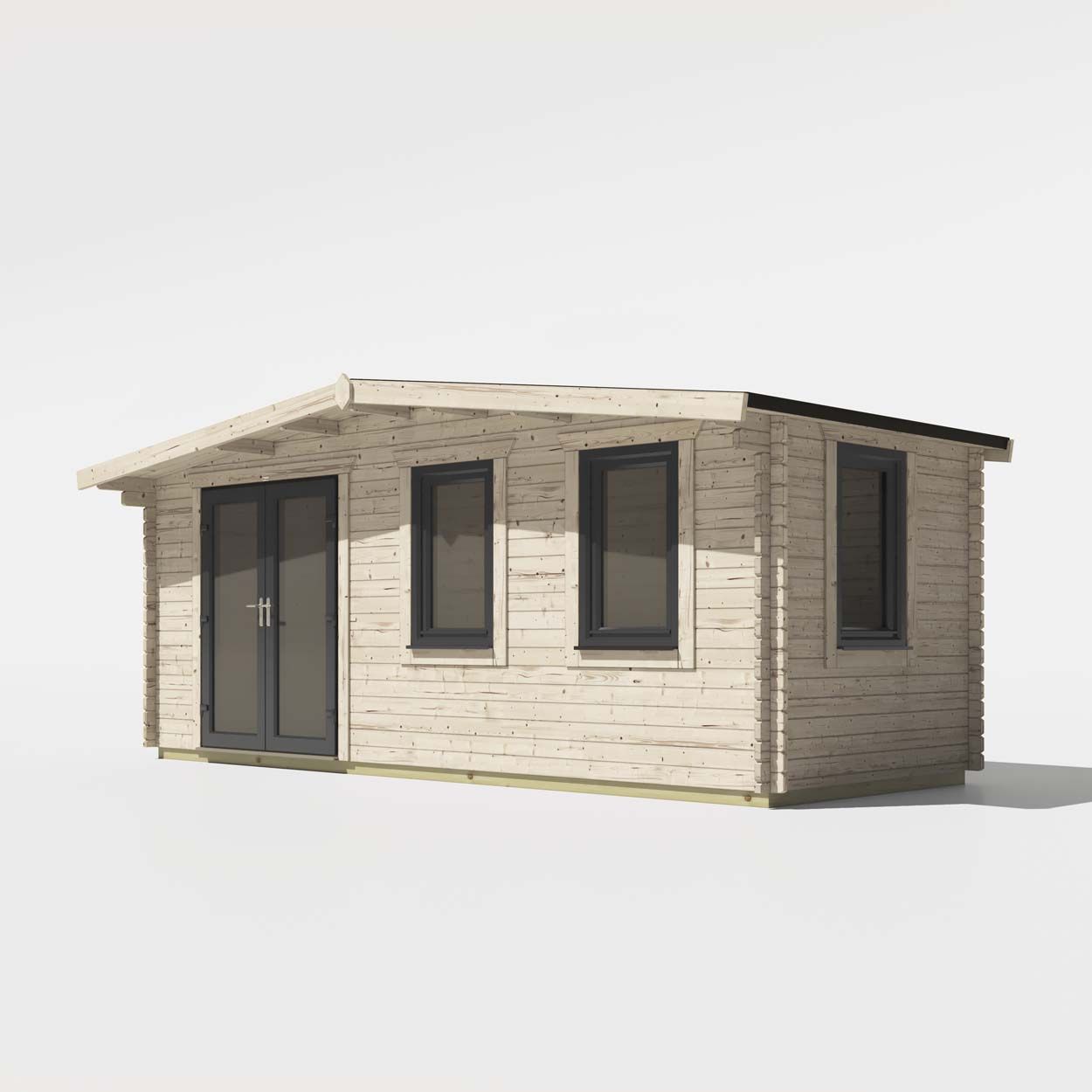 Powersheds Chalet Log Cabin - 8ft x 20ft - Doors to Left - 44mm