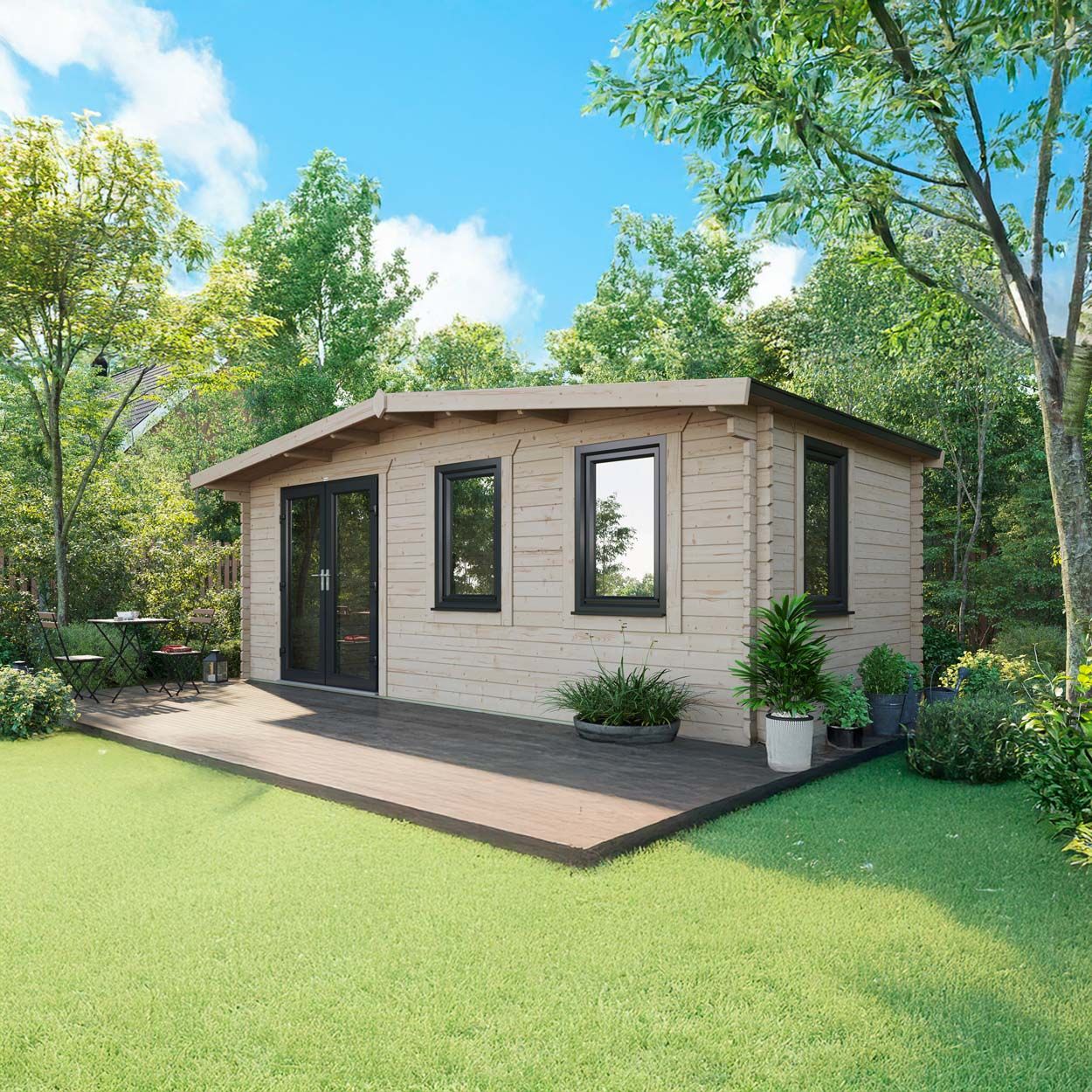 Powersheds Chalet Log Cabin - 10ft x 20ft - Doors to Left - 44mm