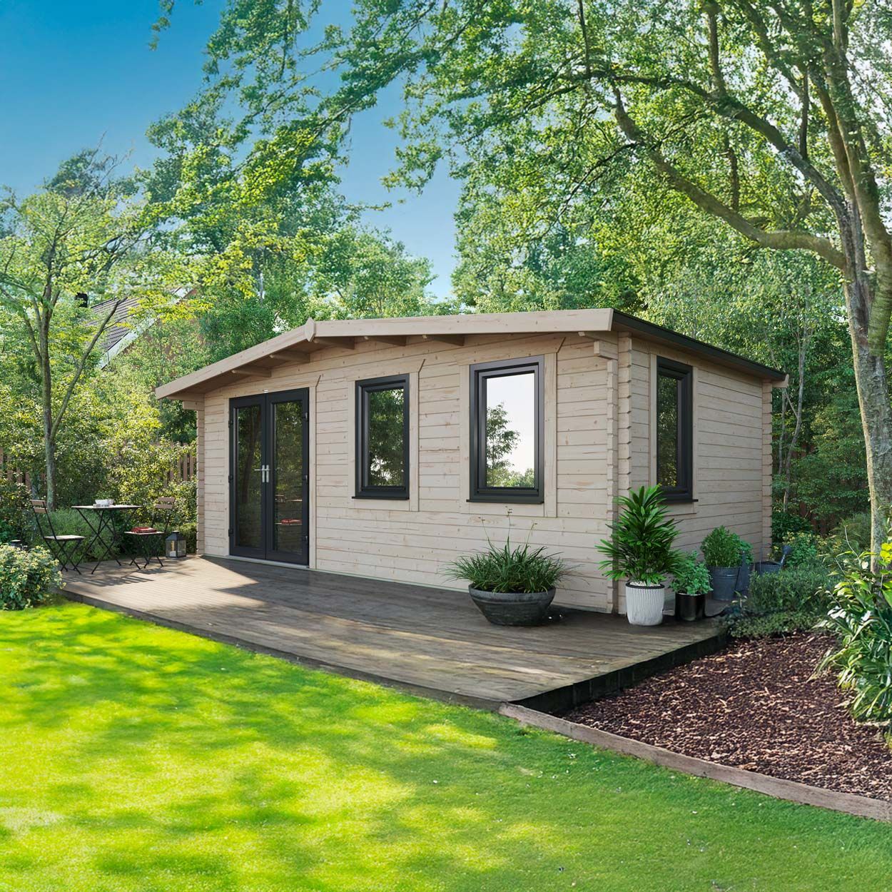 Powersheds Chalet Log Cabin - 12ft x 20ft - Doors to Left - 44mm