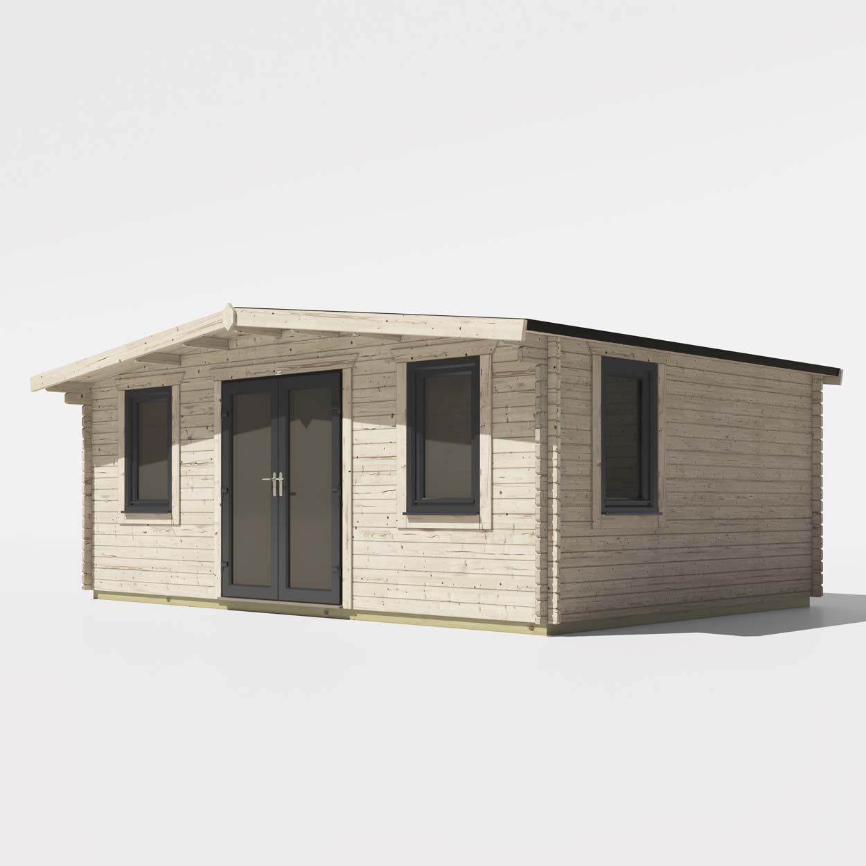 Powersheds Chalet Log Cabin - 14ft x 20ft - Doors Central - 44mm