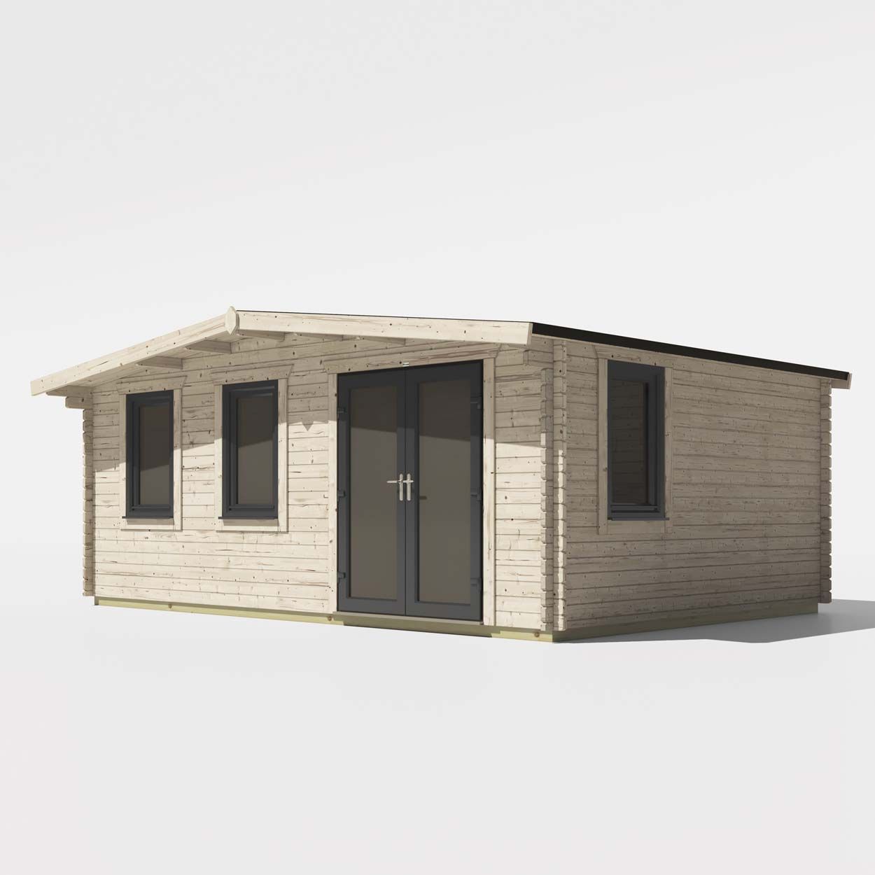 Powersheds Chalet Log Cabin - 14ft x 20ft - Doors to Right - 44mm