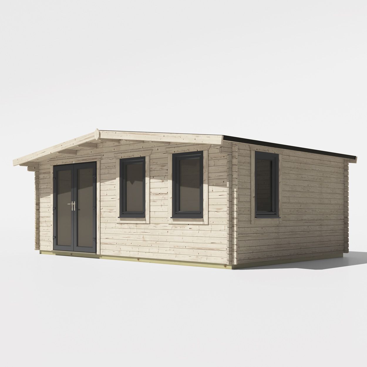 Powersheds Chalet Log Cabin - 14ft x 20ft - Doors to Left - 44mm