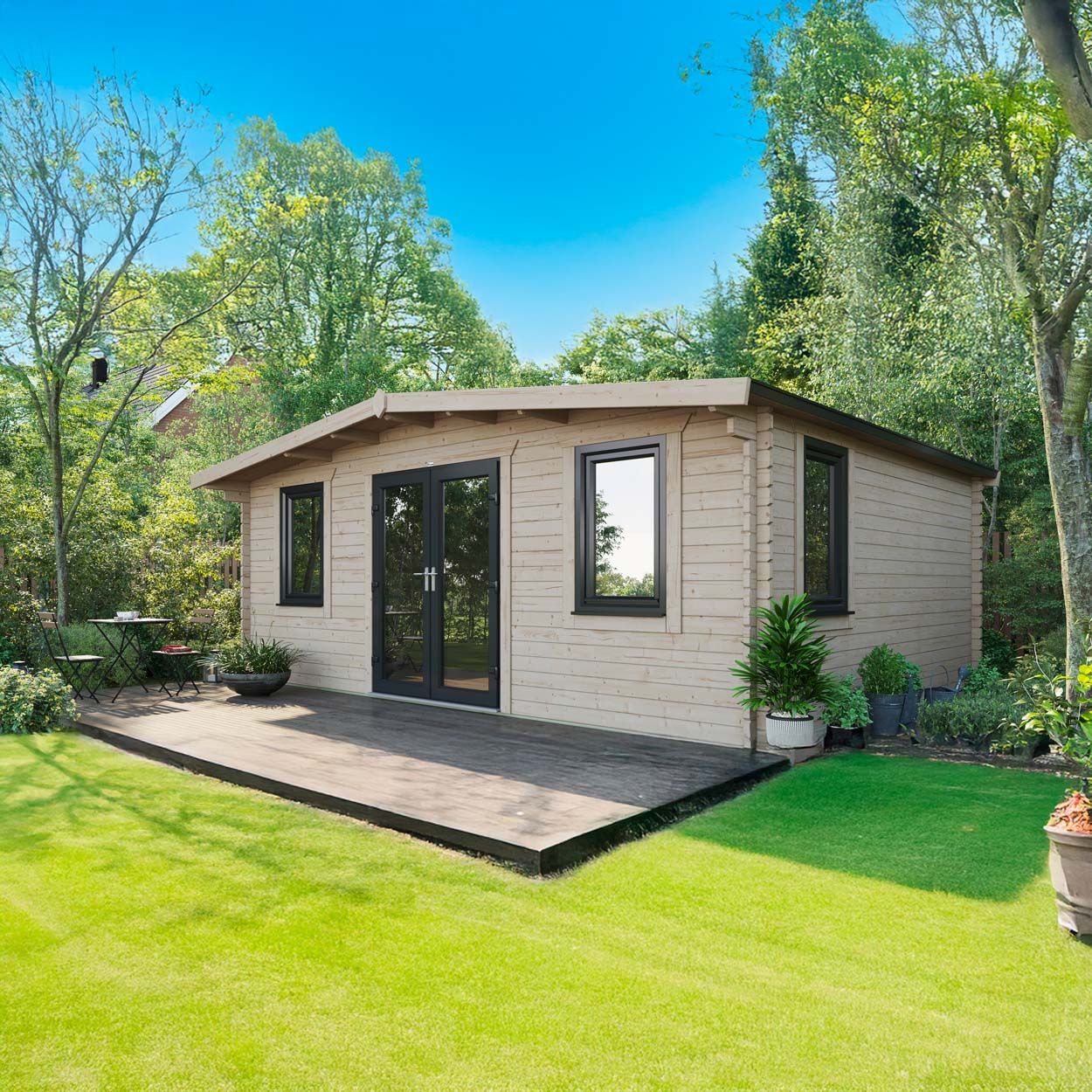 Powersheds Chalet Log Cabin - 16ft x 20ft - Doors Central - 44mm