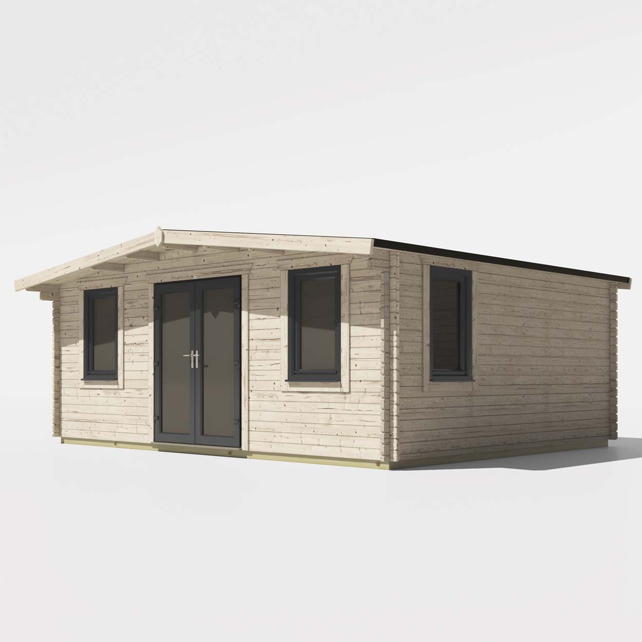 Powersheds Chalet Log Cabin - 16ft x 20ft - Doors Central - 44mm