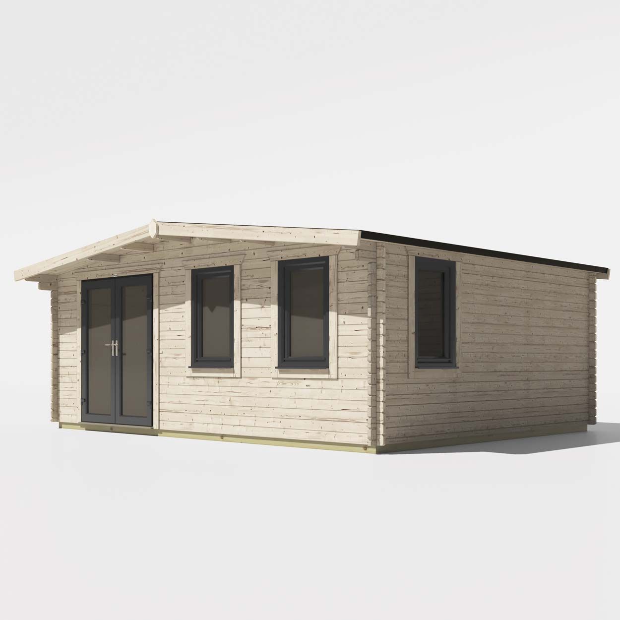 Powersheds Chalet Log Cabin - 16ft x 20ft - Doors to Left - 44mm
