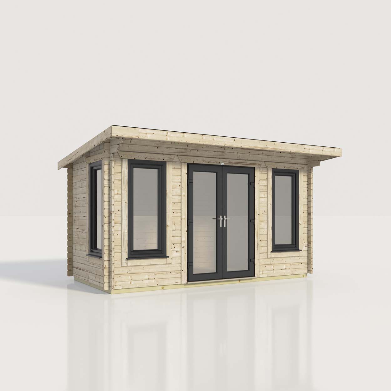 Powersheds Pent Log Cabin - 16ft x 8ft - Doors Central - 44mm