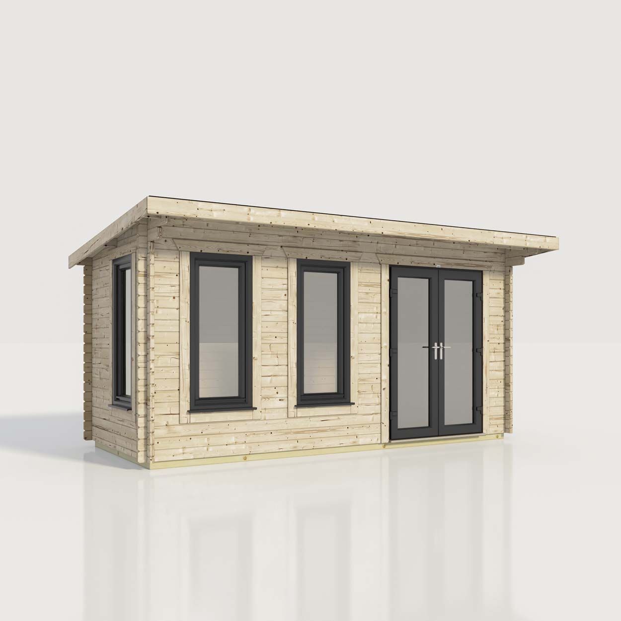 Powersheds Pent Log Cabin - 18ft x 8ft - Doors to Right - 44mm