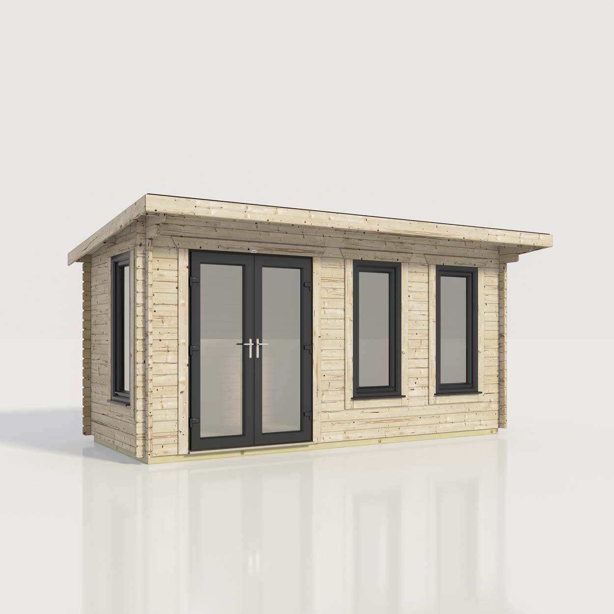 Powersheds Pent Log Cabin - 18ft x 8ft - Doors to Left - 44mm