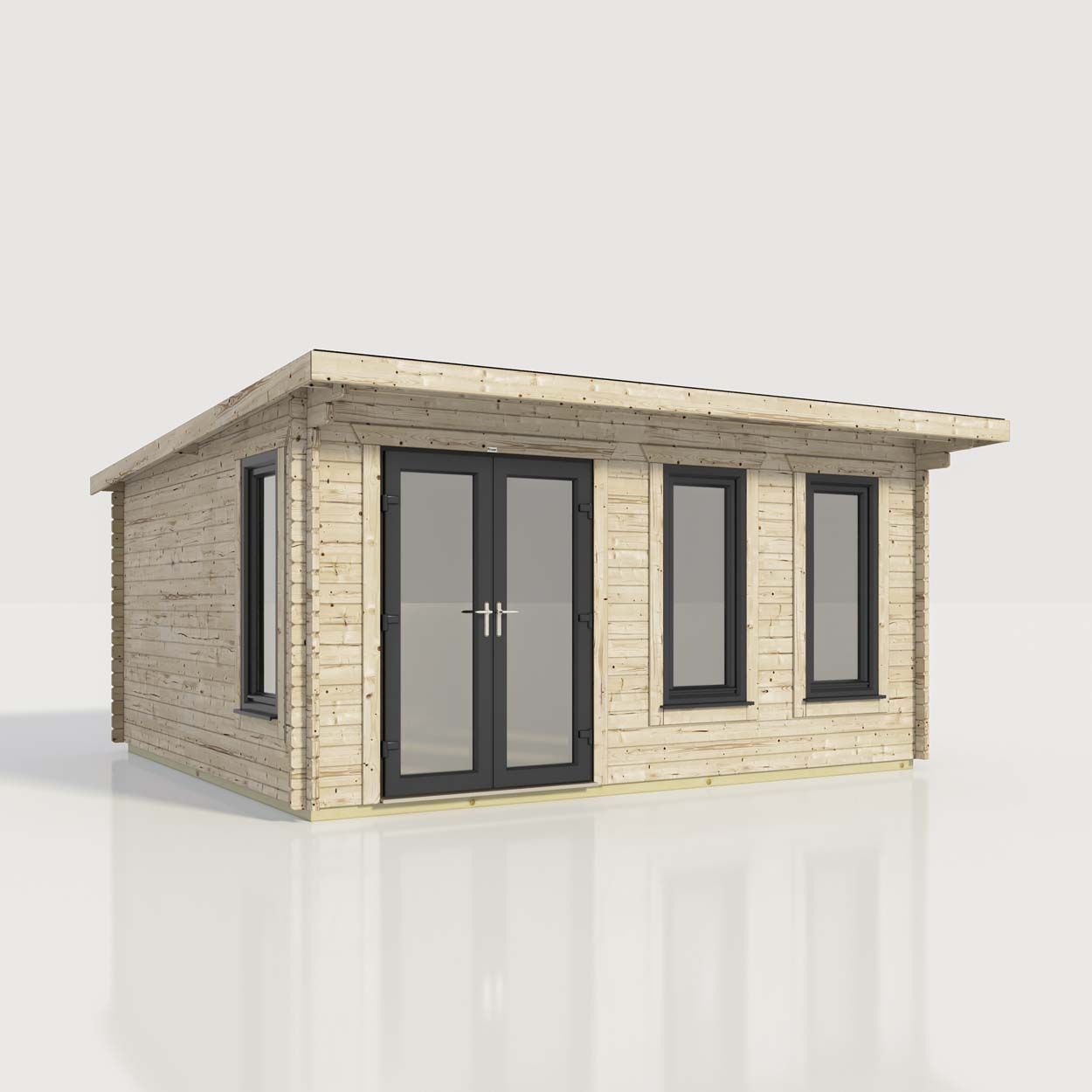 Powersheds Pent Log Cabin - 18ft x 16ft - Doors to Left - 44mm