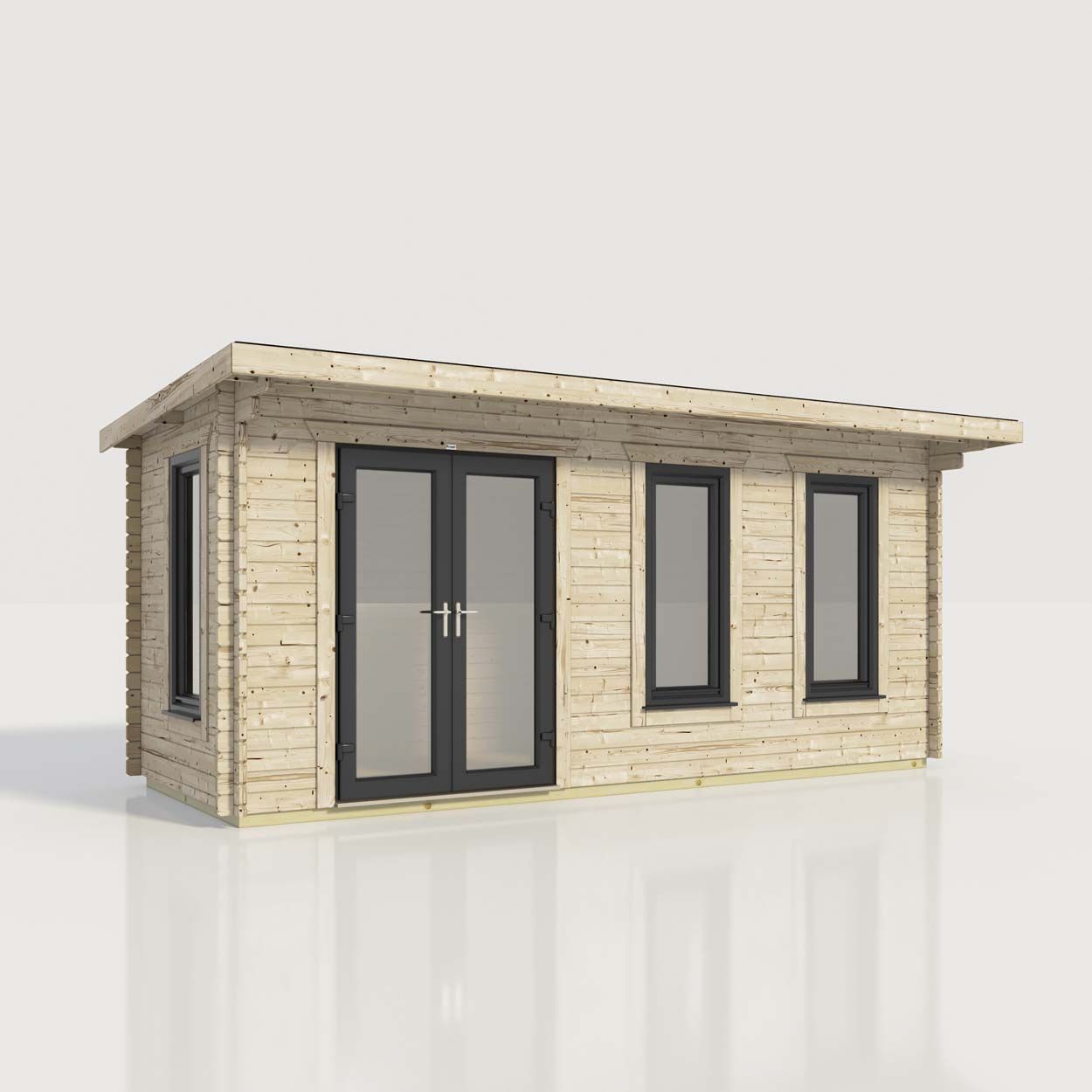 Powersheds Pent Log Cabin - 20ft x 8ft - Doors to Left - 44mm
