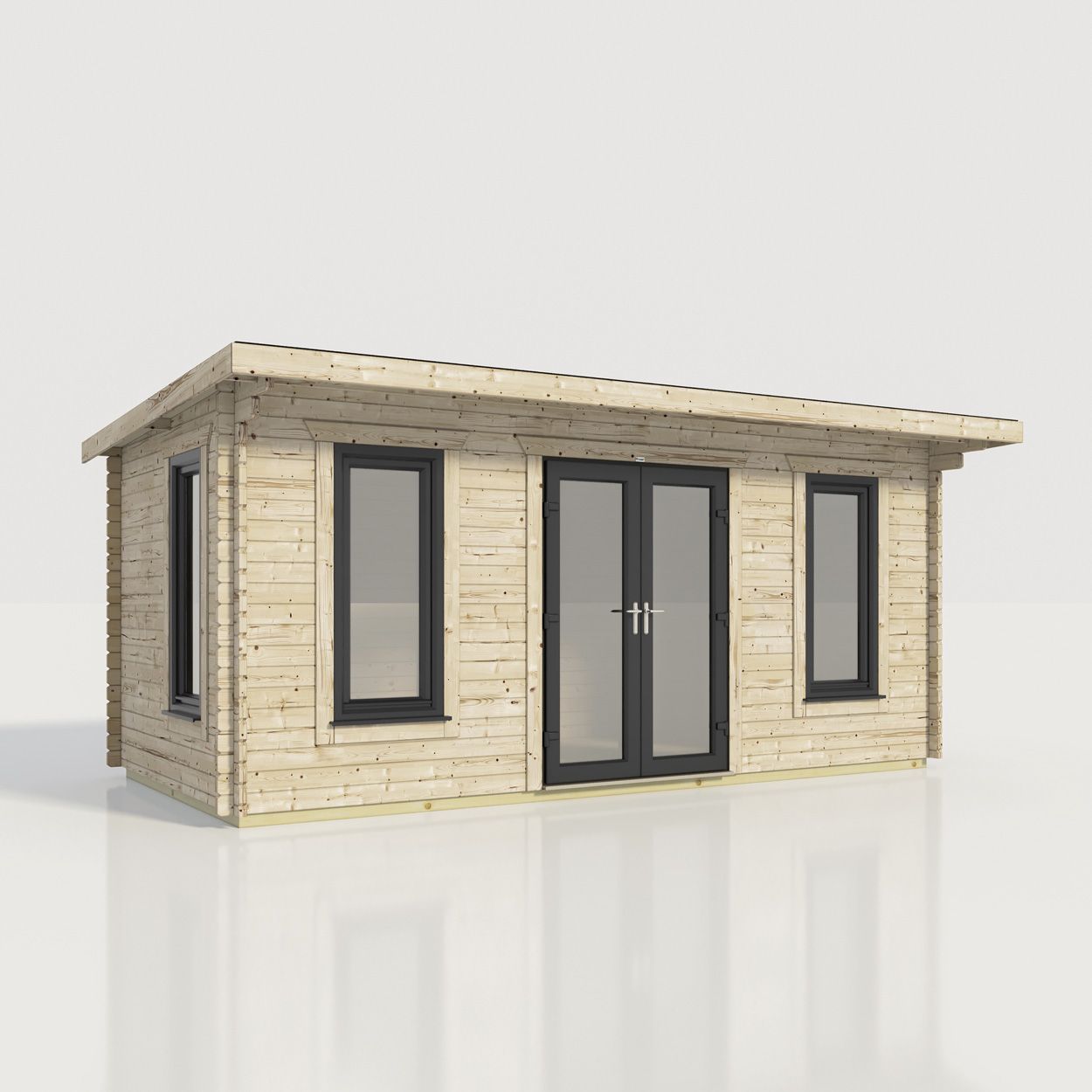 Powersheds Pent Log Cabin - 20ft x 10ft - Doors Central - 44mm