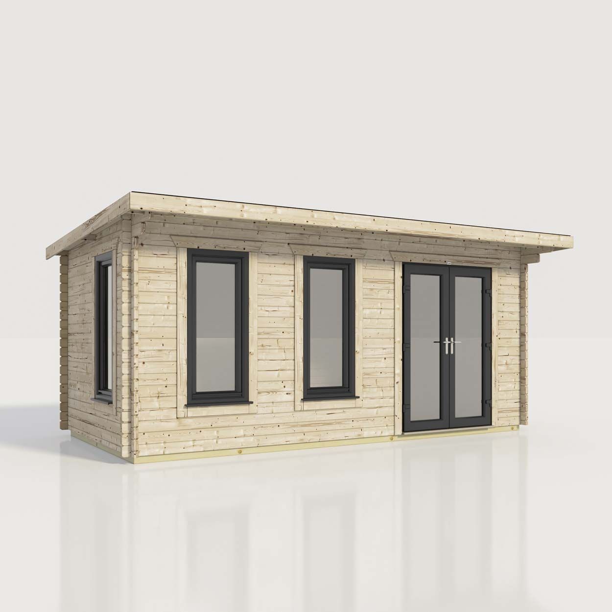 Powersheds Pent Log Cabin - 20ft x 10ft - Doors to Right - 44mm