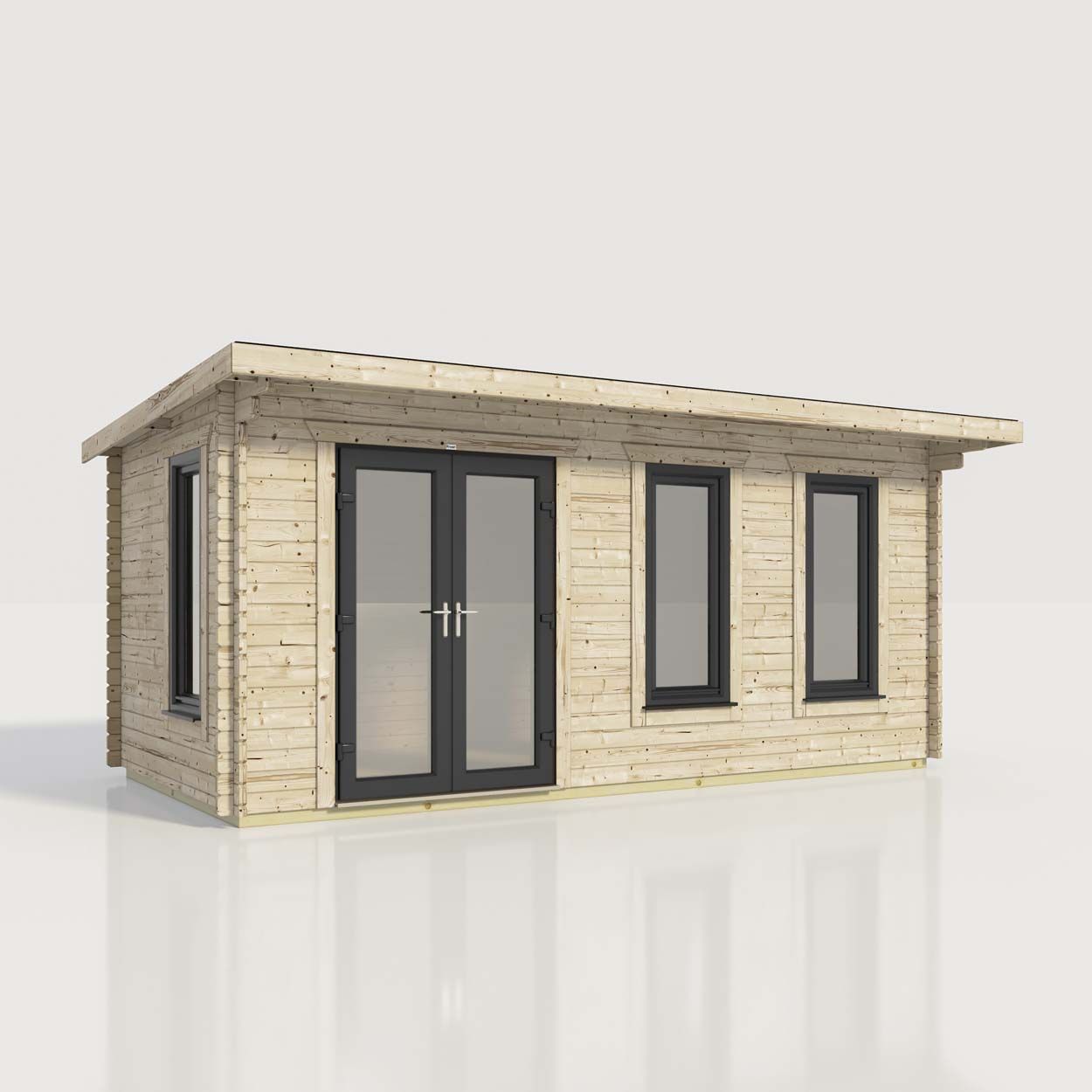 Powersheds Pent Log Cabin - 20ft x 10ft - Doors to Left - 44mm