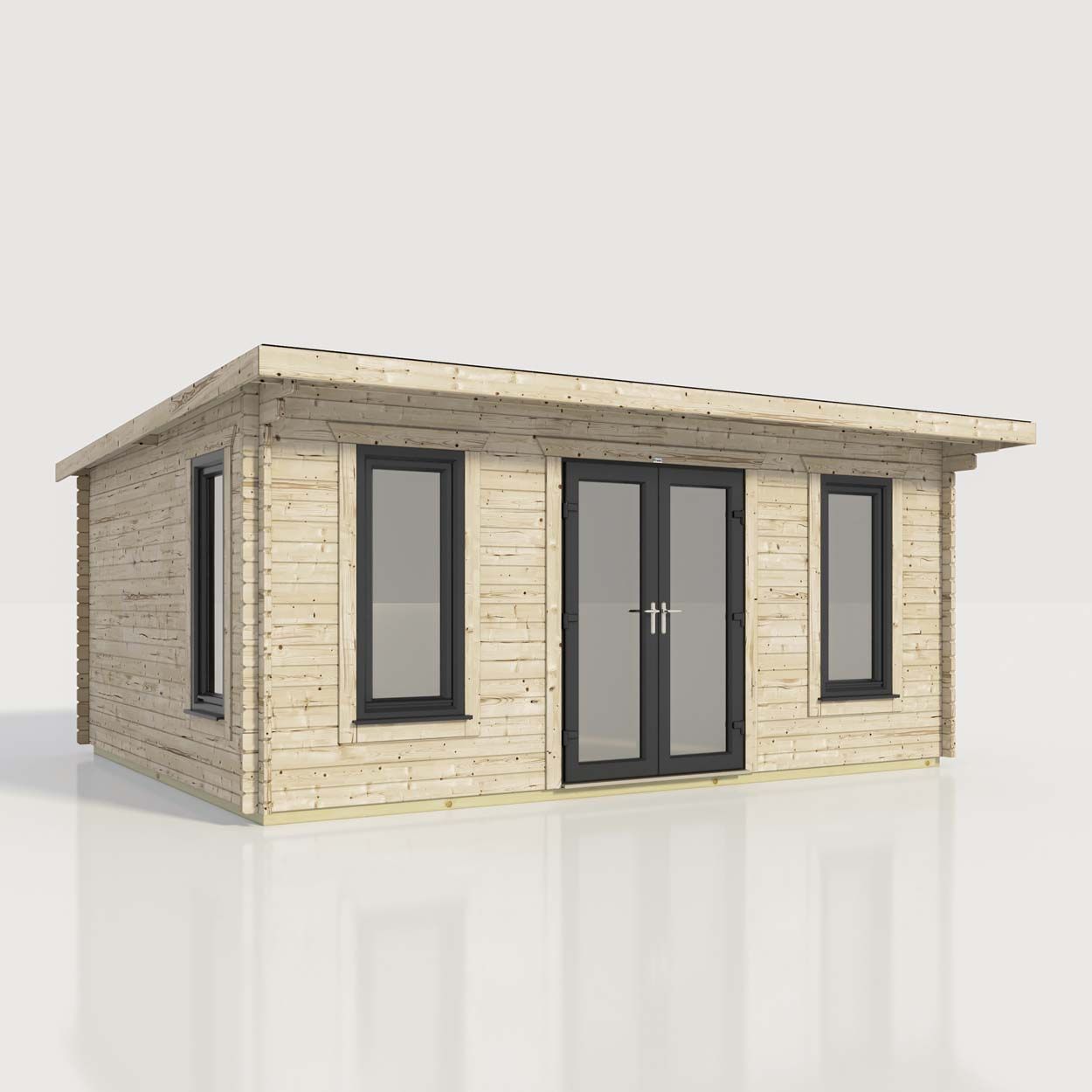 Powersheds Pent Log Cabin - 20ft x 16ft - Doors Central - 44mm