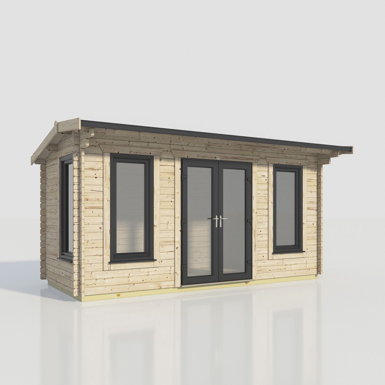 Powersheds Apex Log Cabin - 18ft x 8ft - Doors Central - 44mm
