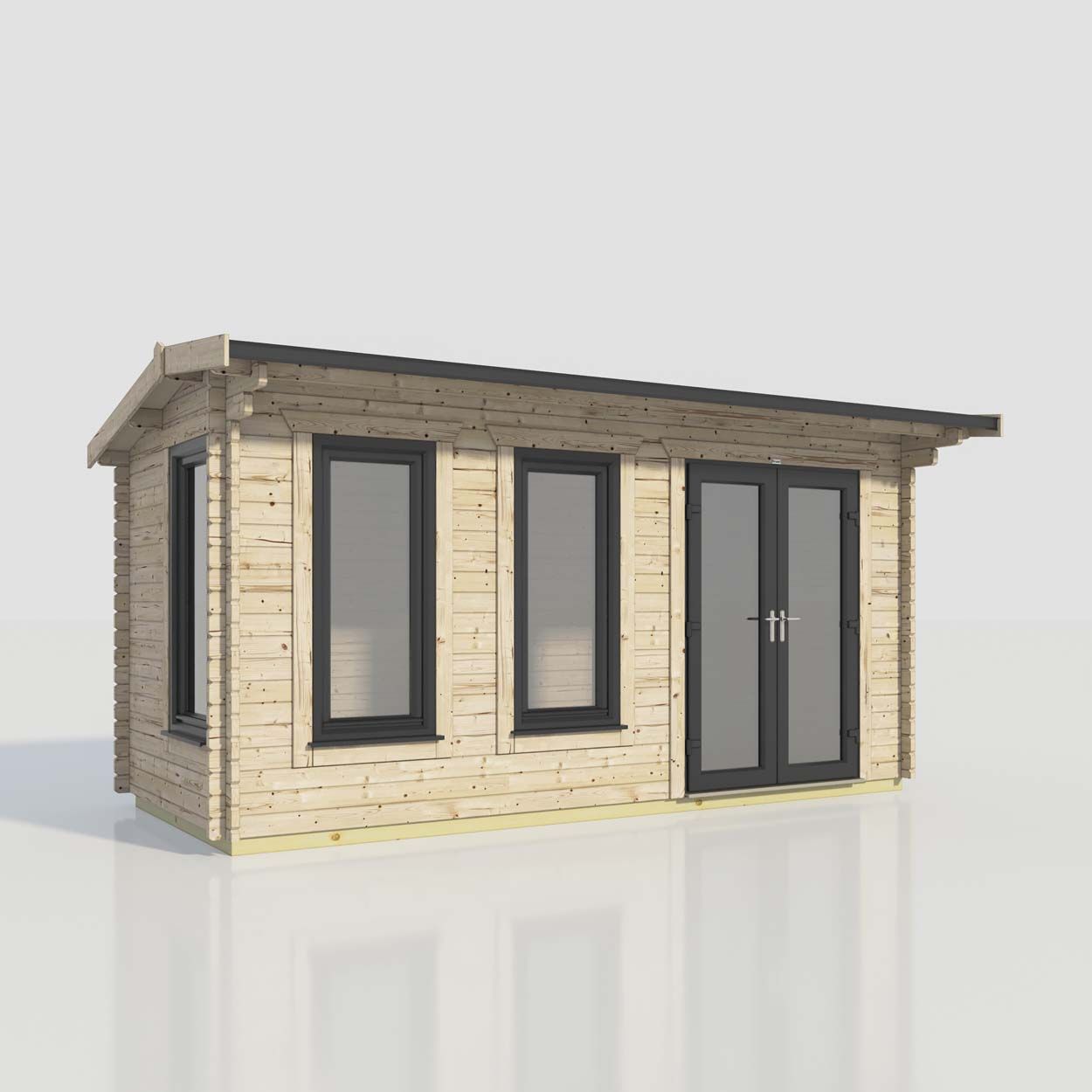 Powersheds Apex Log Cabin - 18ft x 8ft - Doors to Right - 44mm